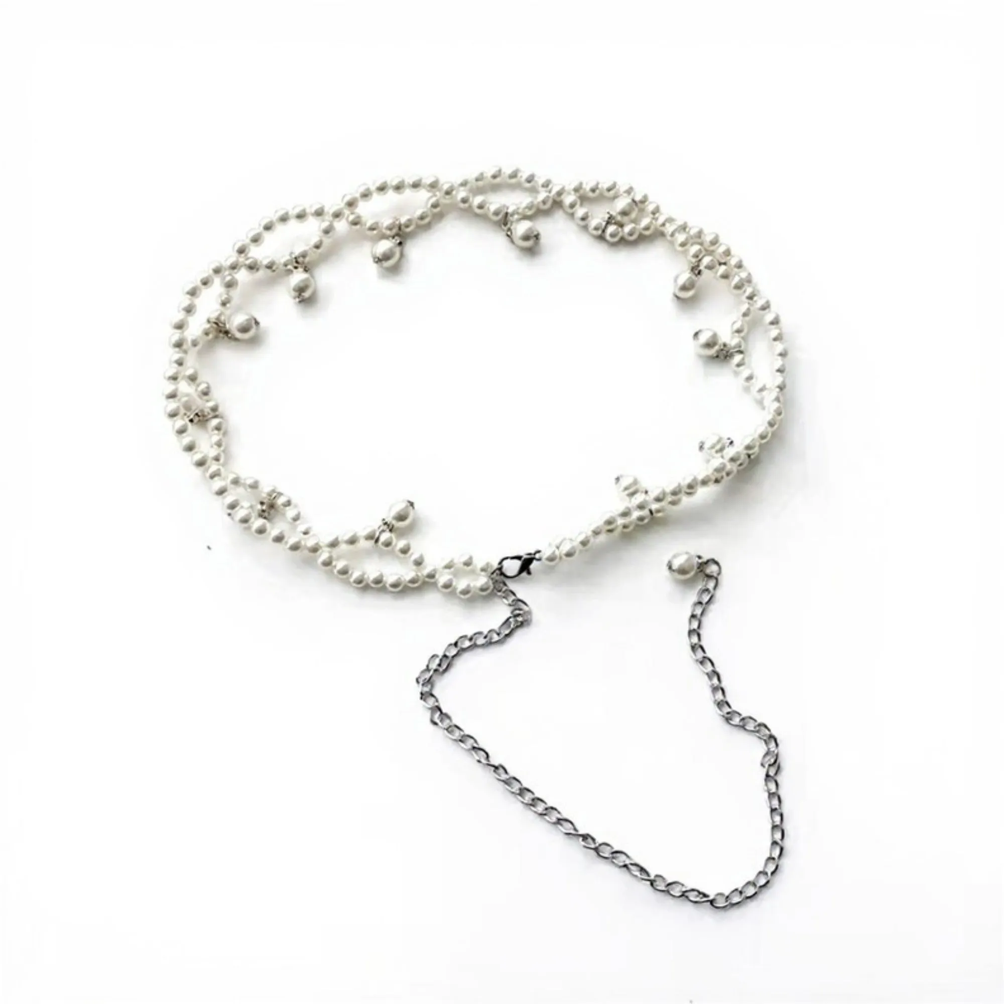 Anna-Kaci Women's Twisted Pearl Strand Waist Belt with Hanging Bead Details 47x1in sold by Anna-Kaci product image thumbnail 3