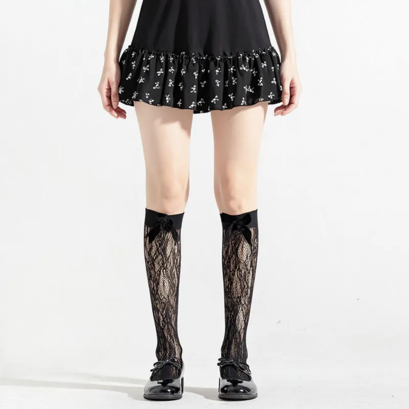 Anna-Kaci Women's 3-Piece Set Knee-High Lace Socks with Bow Accent Detail sold by Anna-Kaci