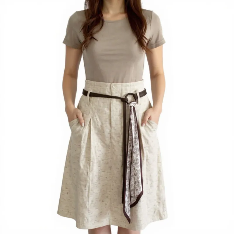 Anna-Kaci Women's Faux Leather Waist Belt with Printed Scarf Accent and Adjustable Knot Design 53x0.8 in made by Anna-Kaci