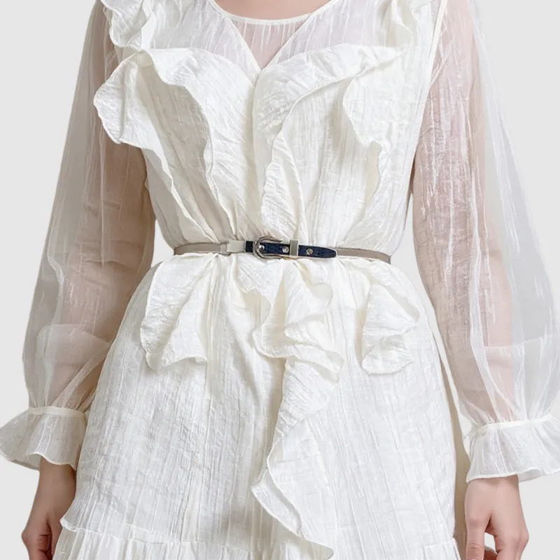 Anna-Kaci Women's Slim Metallic Belt with Adjustable Buckle and Faux Leather Accents 39.5x0.3in sold by Anna-Kaci