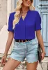 Stand Collar Pleated Front Blouse sold by Anna-Kaci