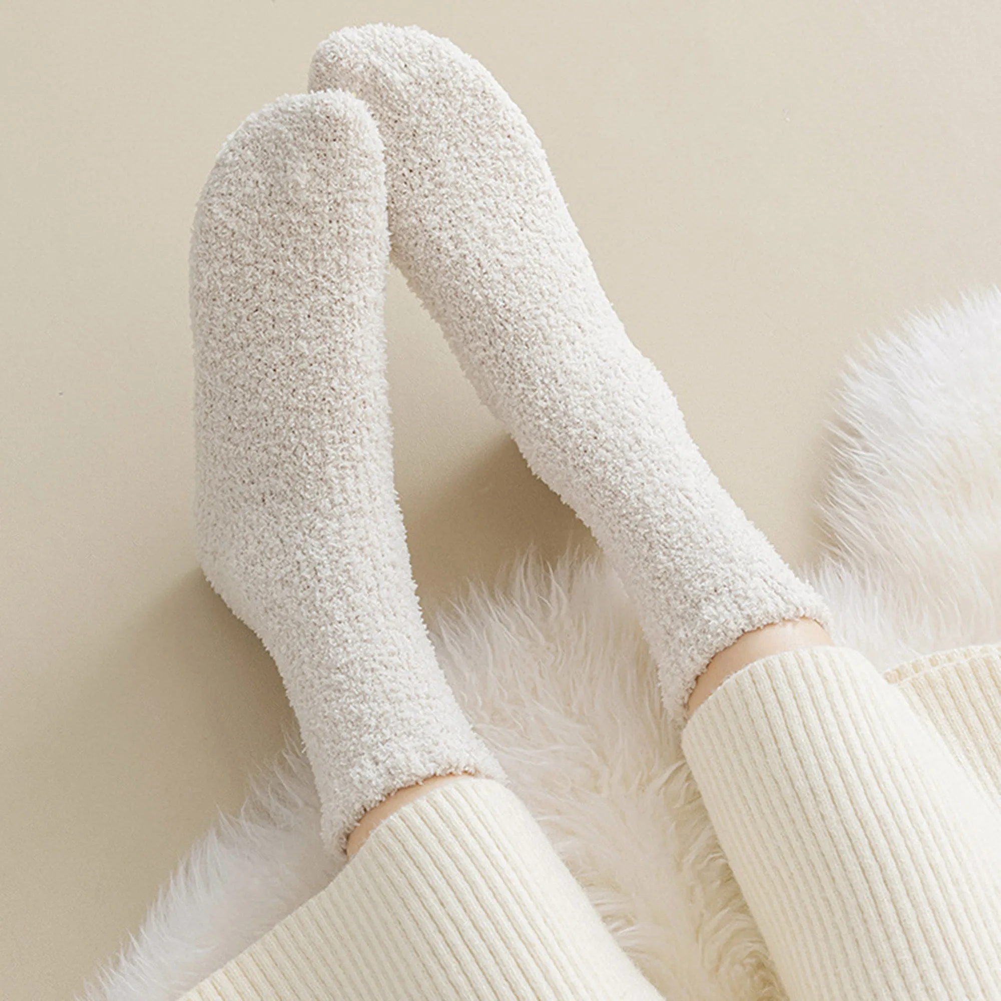 Anna-Kaci Women¡¯s Plush Crew Socks 3-Pair Set Soft High Pile Knit Warm Stretchy Cozy Winter Socks sold by Anna-Kaci product image thumbnail 2