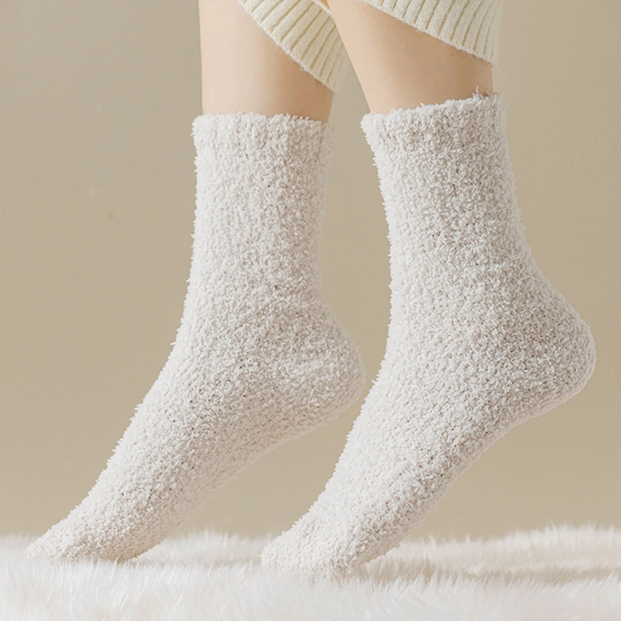 Anna-Kaci Women¡¯s Plush Crew Socks 3-Pair Set Soft High Pile Knit Warm Stretchy Cozy Winter Socks sold by Anna-Kaci product image thumbnail 3