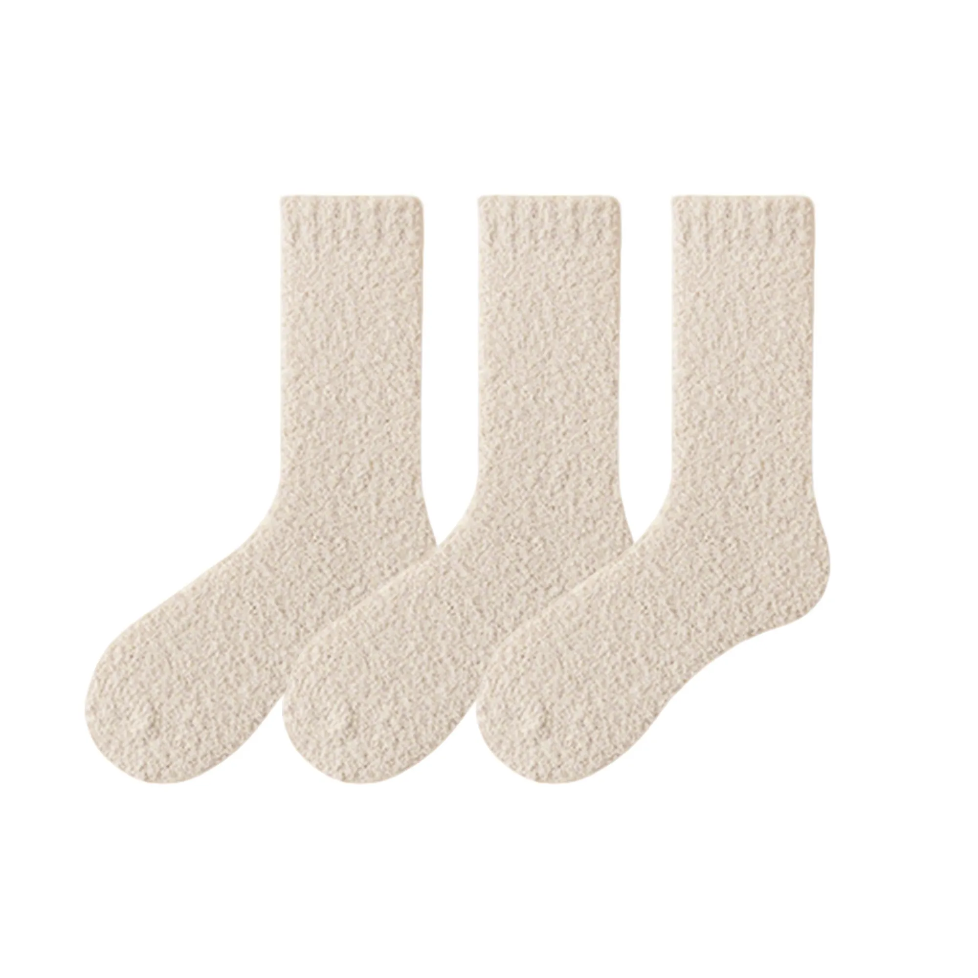 Anna-Kaci Women¡¯s Plush Crew Socks 3-Pair Set Soft High Pile Knit Warm Stretchy Cozy Winter Socks sold by Anna-Kaci product image thumbnail 4