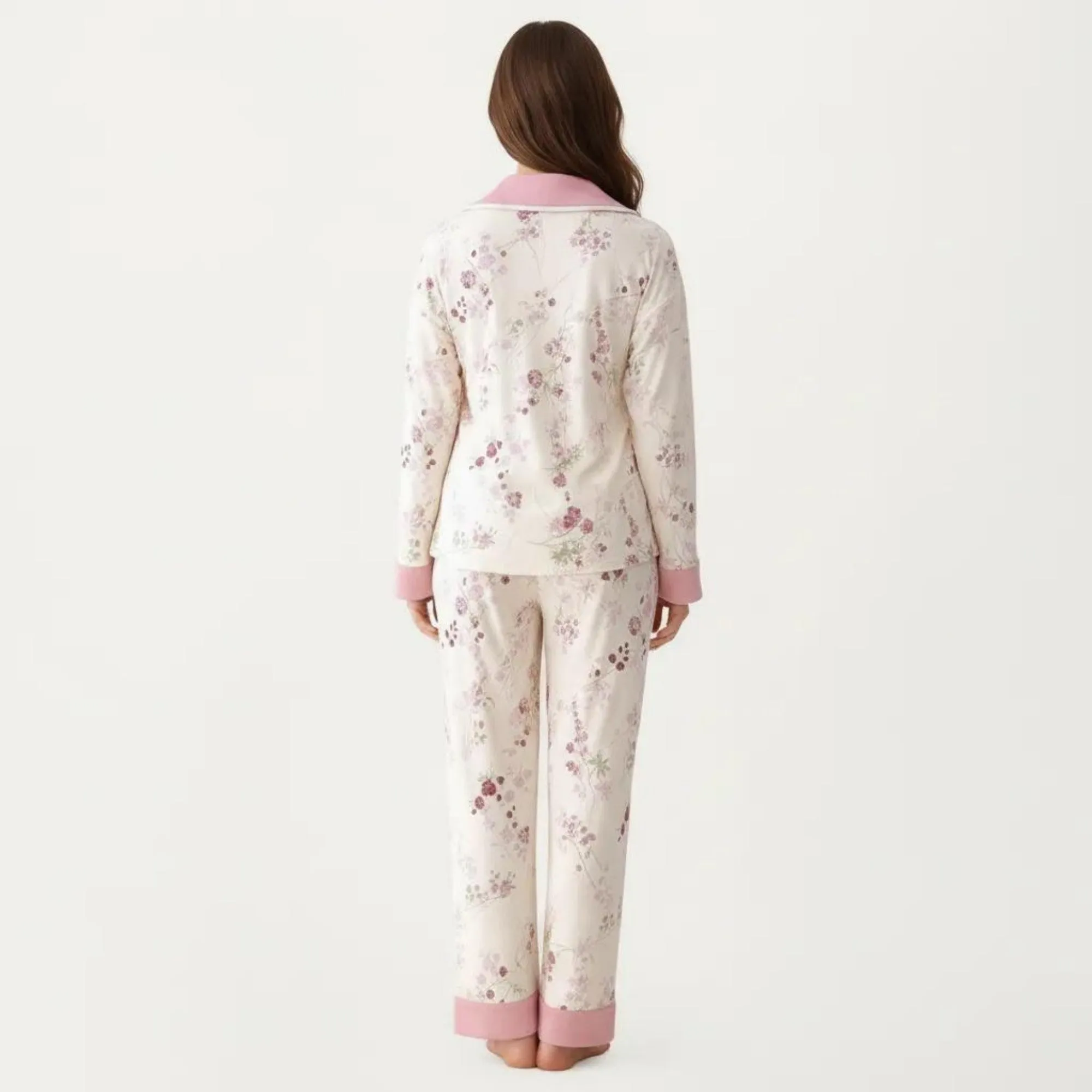 Anna-Kaci Women's 2-Piece Set Floral Wrap Front Pajama Top with Long Sleeves and Matching Relaxed Fit Pants sold by Anna-Kaci product image thumbnail 4