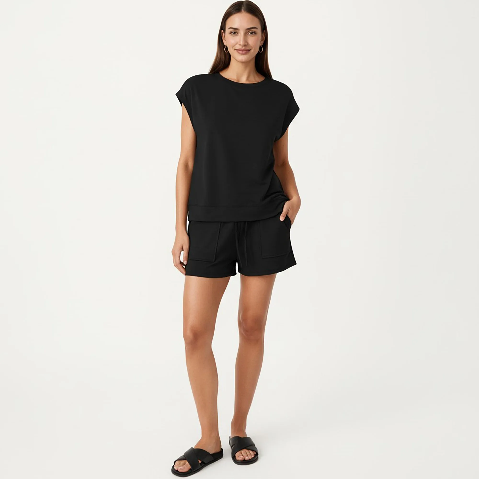 Anna-Kaci Short Sleeve Lounge Top and Shorts Set with Relaxed Fit sold by Anna-Kaci product image thumbnail 4