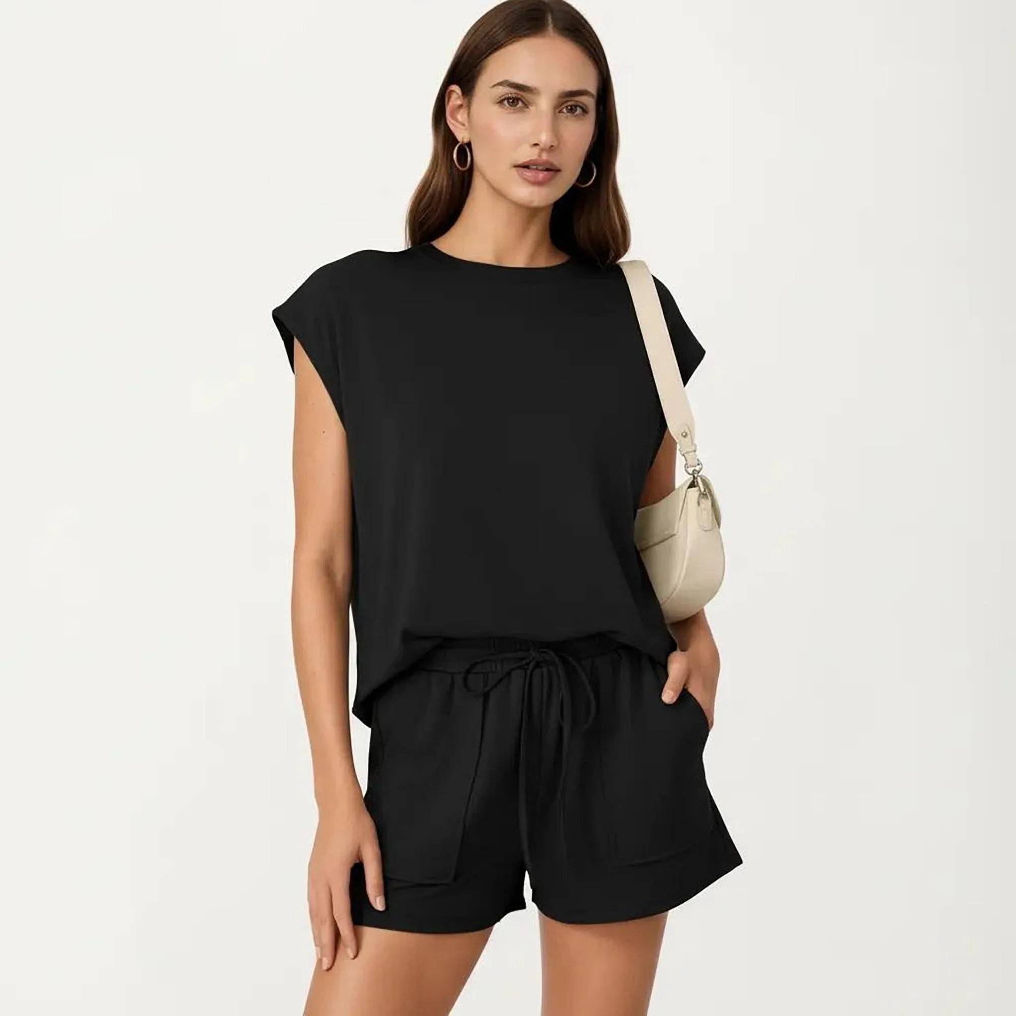 Anna-Kaci Short Sleeve Lounge Top and Shorts Set with Relaxed Fit sold by Anna-Kaci product image thumbnail 2