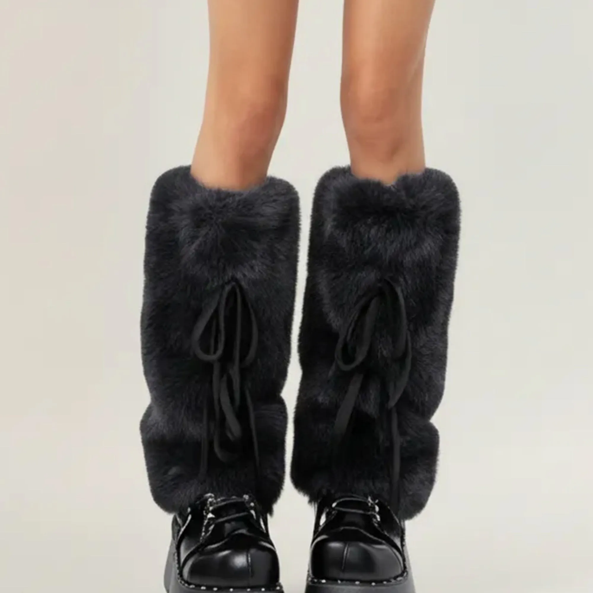 Anna-Kaci Women's Faux Fur Leg Warmers with Tie Detail Plush Winter Boot Cover Fashion Accessory sold by Anna-Kaci product image thumbnail 5