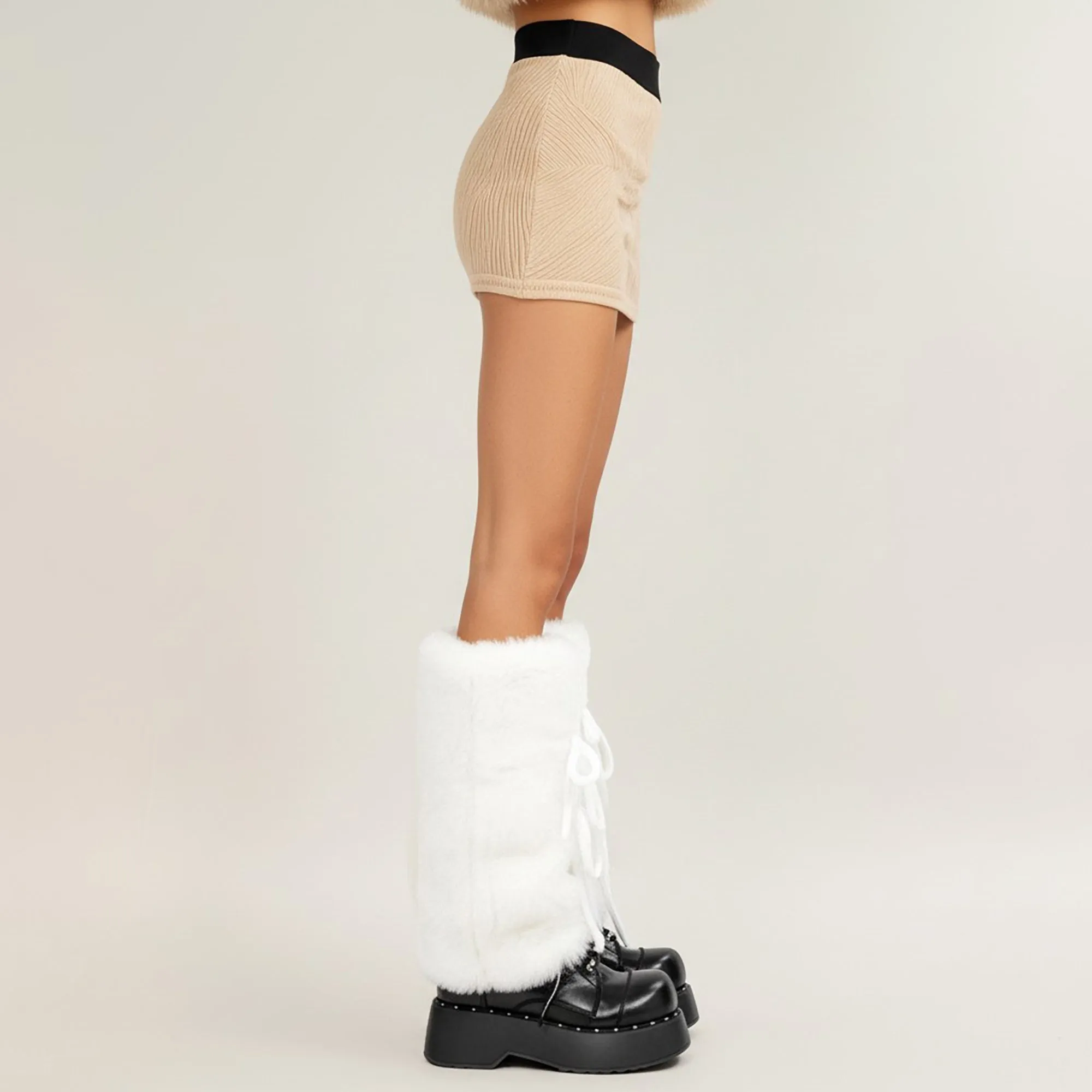 Anna-Kaci Women's Faux Fur Leg Warmers with Tie Detail Plush Winter Boot Cover Fashion Accessory sold by Anna-Kaci product image thumbnail 4