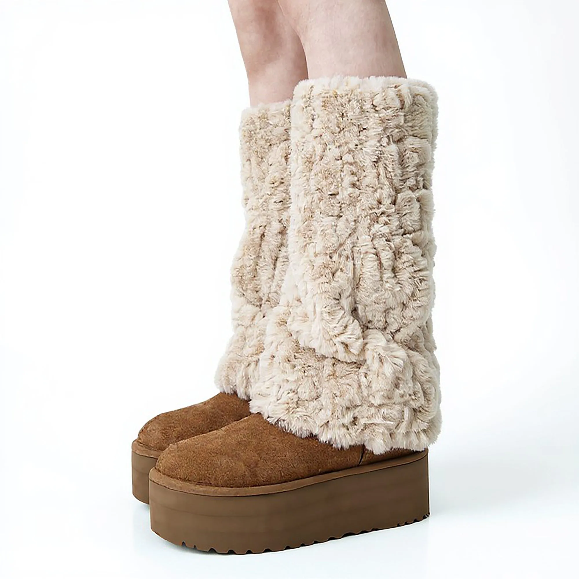 Anna-Kaci Women's Plush Faux Fur Leg Warmers with Soft Stretch Fit and Cozy Textured Finish sold by Anna-Kaci product image thumbnail 4