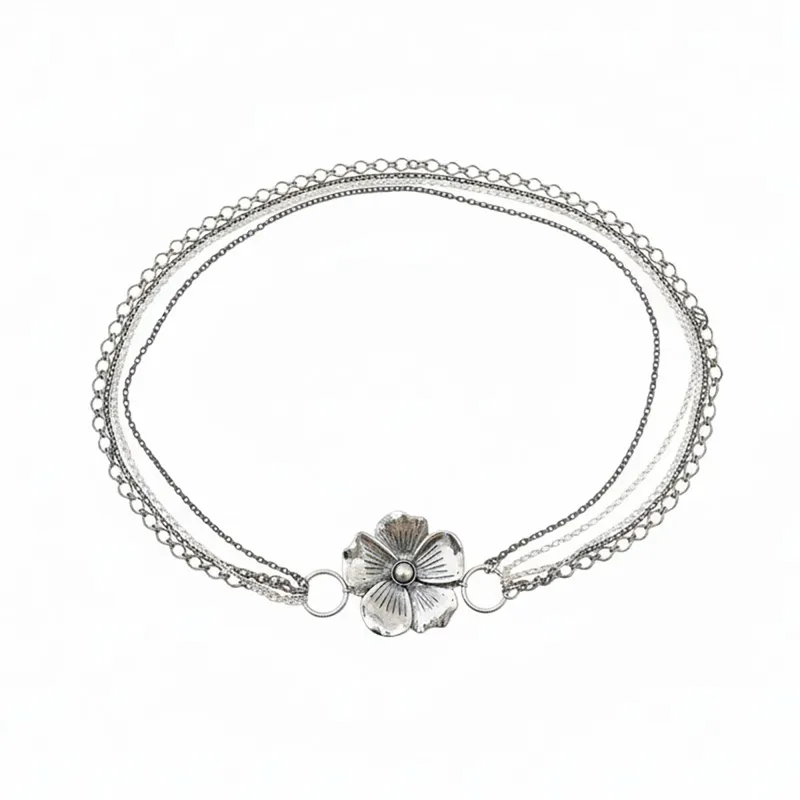 Anna-Kaci Women's Floral Chain Belt with Layered Delicate Chains and Sculpted Flower Accent made by Anna-Kaci