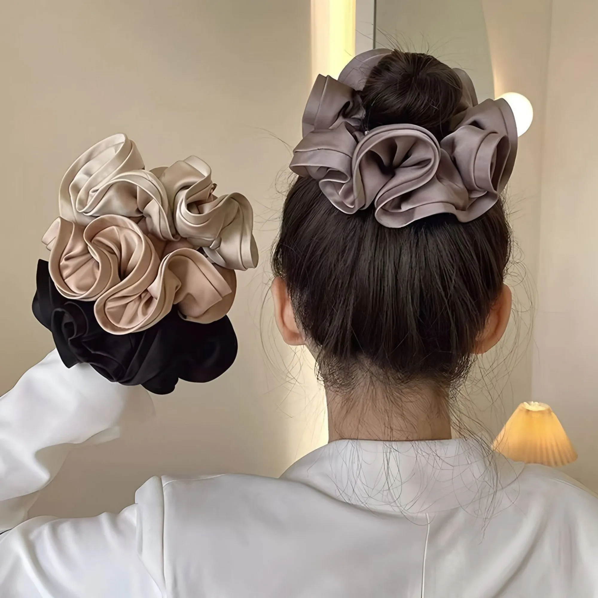 Anna-Kaci Women's Satin Hair Scrunchies 6-Piece Set with Soft Stretch Elastic and Smooth Lightweight Finish sold by Anna-Kaci product image thumbnail 4
