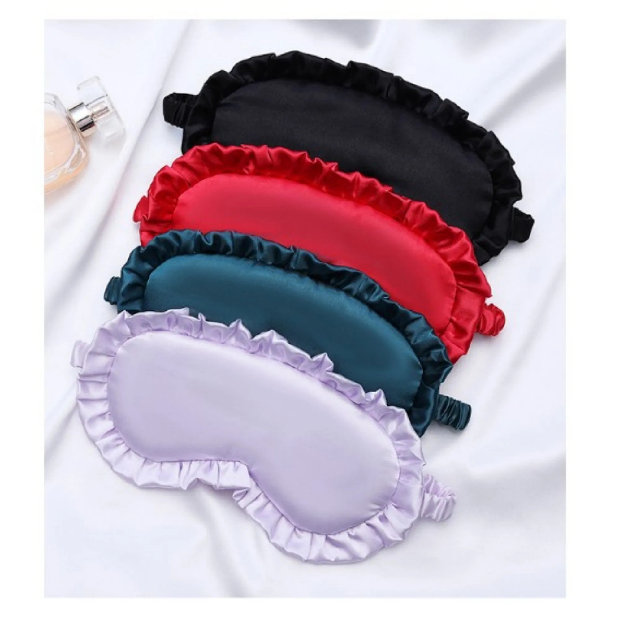 Anna-Kaci Women's 2-Piece Set Satin Sleep Eye Mask with Soft Padded Design and Elastic Strap for Comfortable Light Blocking sold by Anna-Kaci product image thumbnail 2