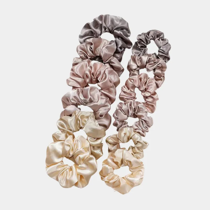 Anna-Kaci Women's Satin Hair Scrunchies 12-Piece Set with Soft Stretch Elastic and Smooth Shine Finish made by Anna-Kaci