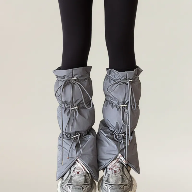 Anna-Kaci Women's Puffer Style Leg Warmers with Adjustable Drawstring Boot Cover Design made by Anna-Kaci