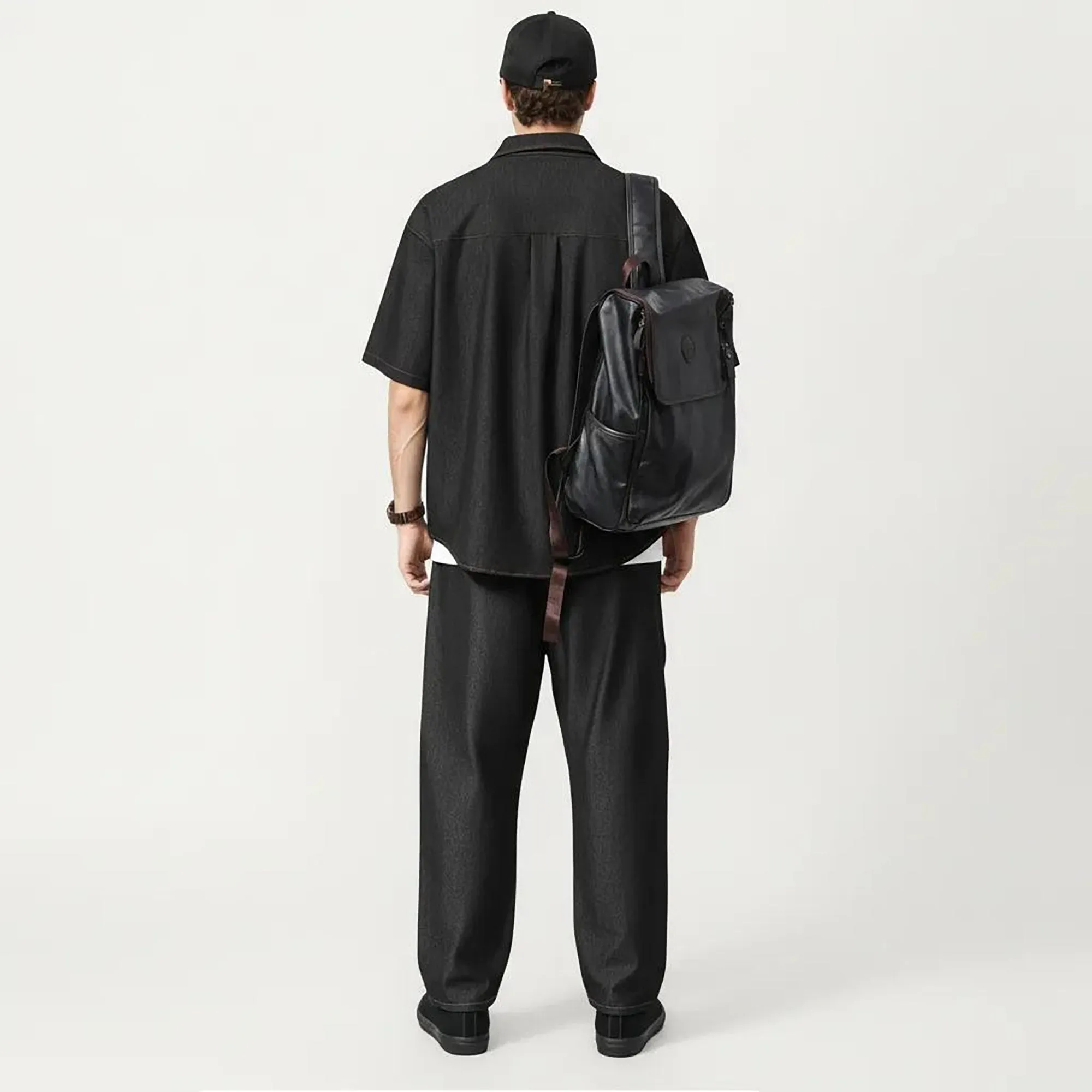 Anna-Kaci Men's Short Sleeve Button Front Shirt with Chest Pocket and Relaxed Fit sold by Anna-Kaci product image thumbnail 4