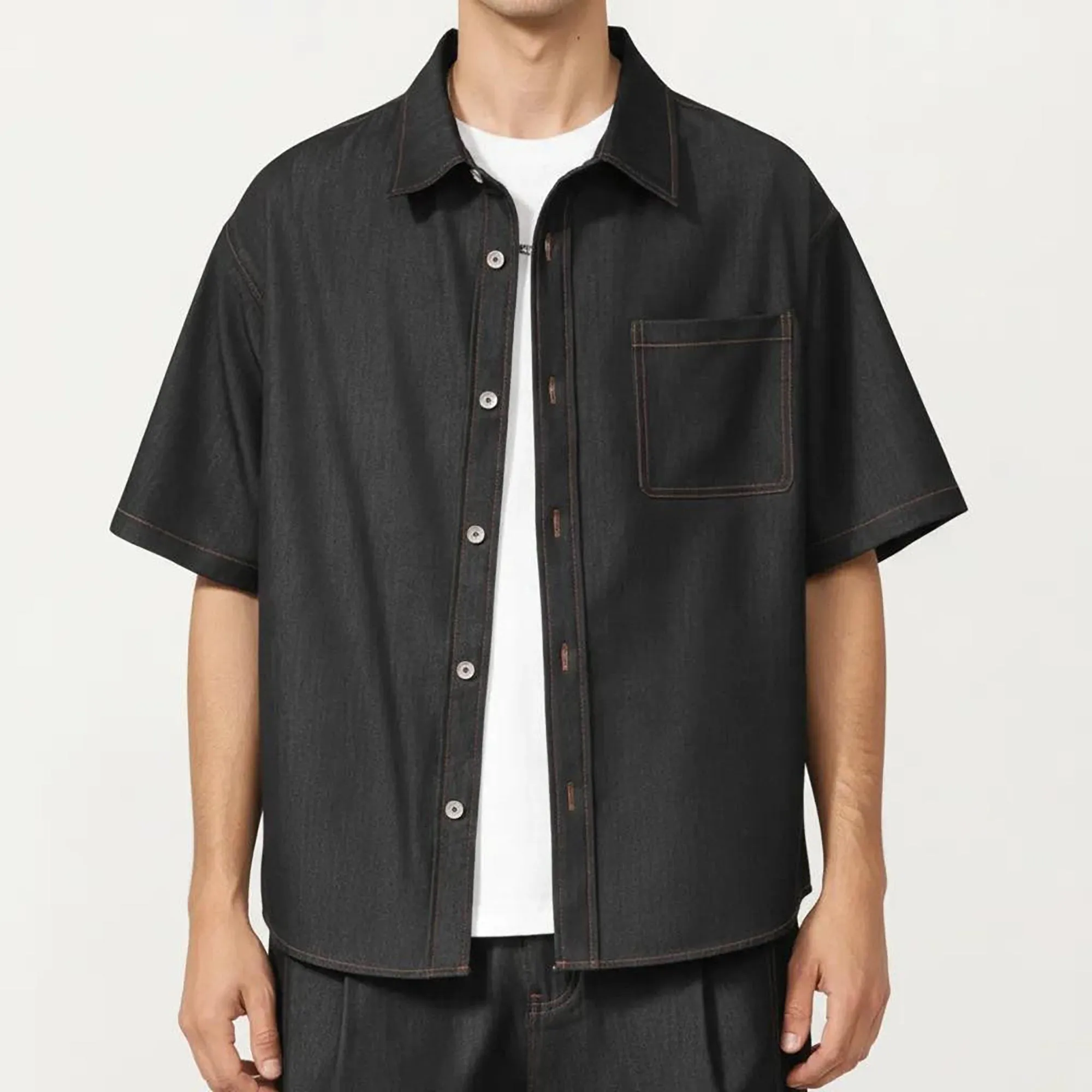 Anna-Kaci Men's Short Sleeve Button Front Shirt with Chest Pocket and Relaxed Fit sold by Anna-Kaci