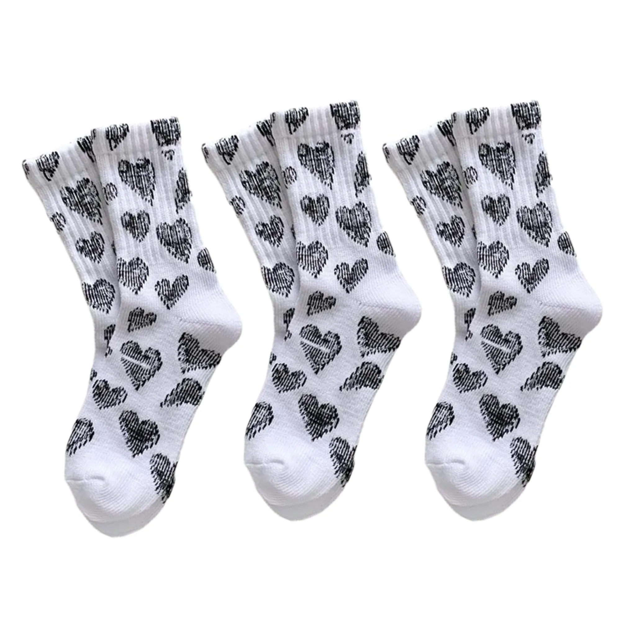 Anna-Kaci 3-Pair Soft Knit Crew Socks Set with Sweet Heart Pattern, Stretch Comfort Ribbed Cuffs, Breathable Fabric and Everyday Essential Design sold by Anna-Kaci product image thumbnail 4