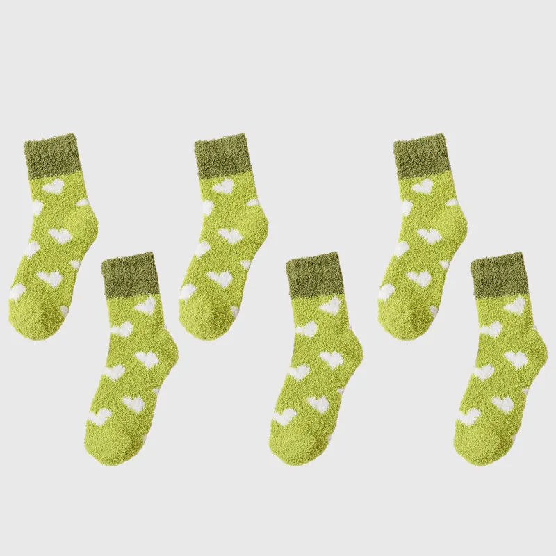 Anna-Kaci Women's 6pk Fuzzy Heart Socks - Plush Mid-Calf Socks for Cozy Lounging & Casual Wear sold by Anna-Kaci