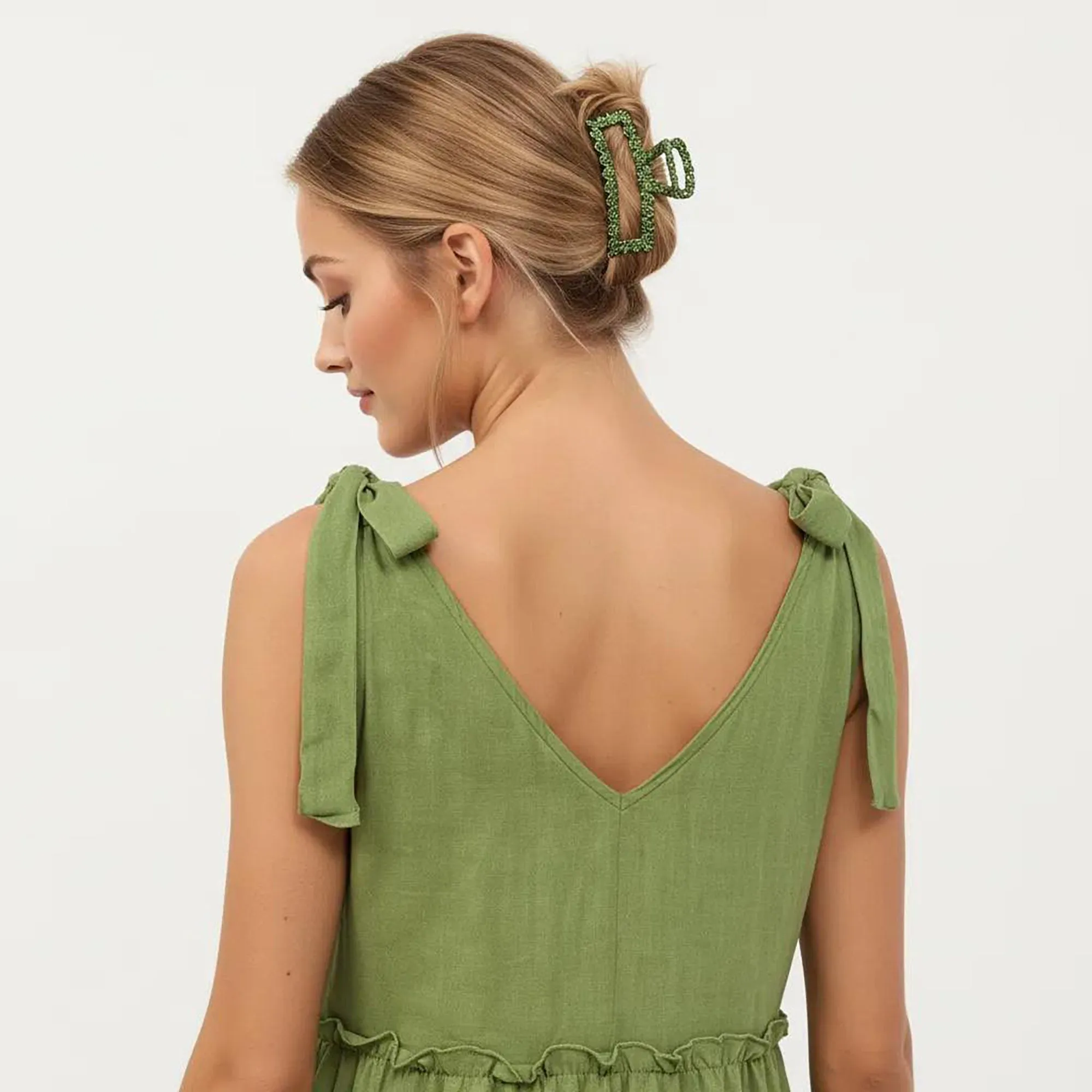 Anna-Kaci Women's Sleeveless Tiered Midi Dress with V Neckline and Shoulder Tie Detail sold by Anna-Kaci product image thumbnail 4