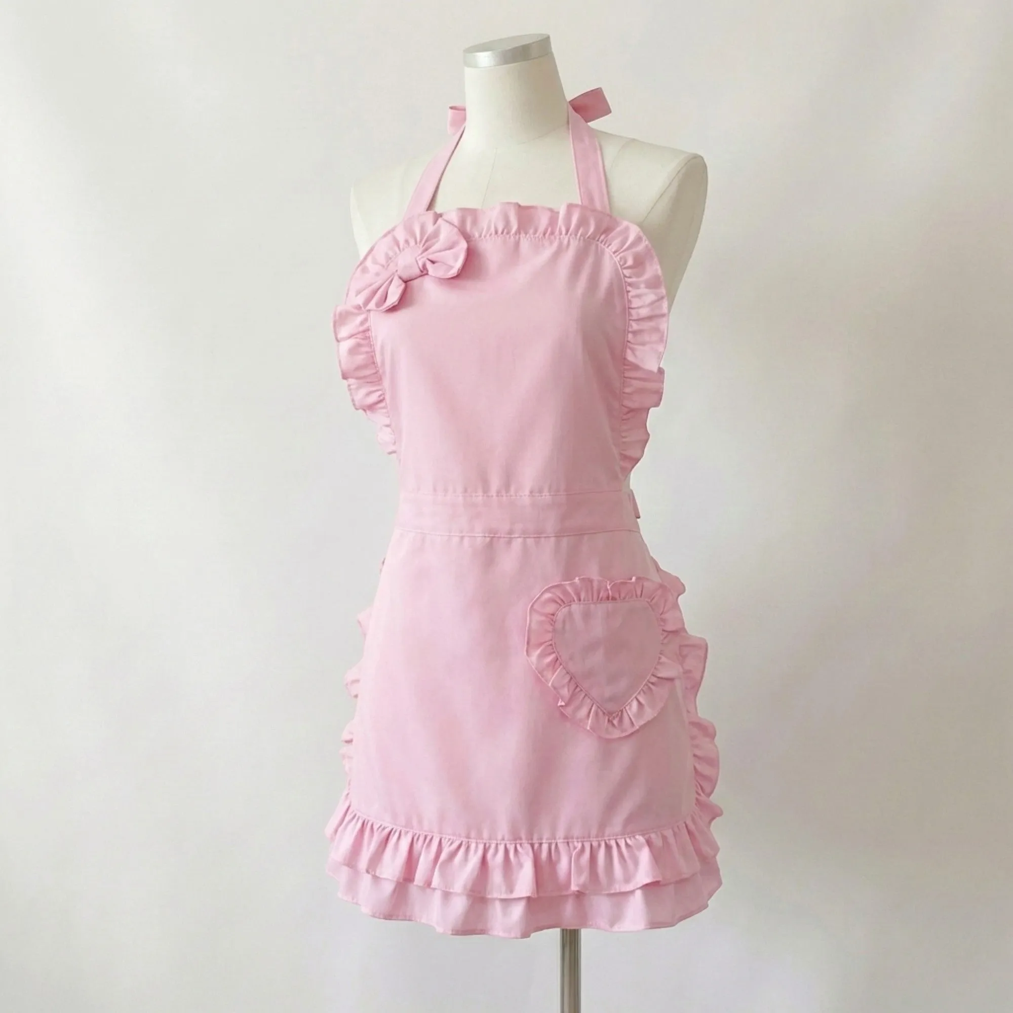 Anna-Kaci Ruffle Trim Valentine Heart Pocket Kitchen Apron with Adjustable Neck and Waist Ties sold by Anna-Kaci product image thumbnail 4
