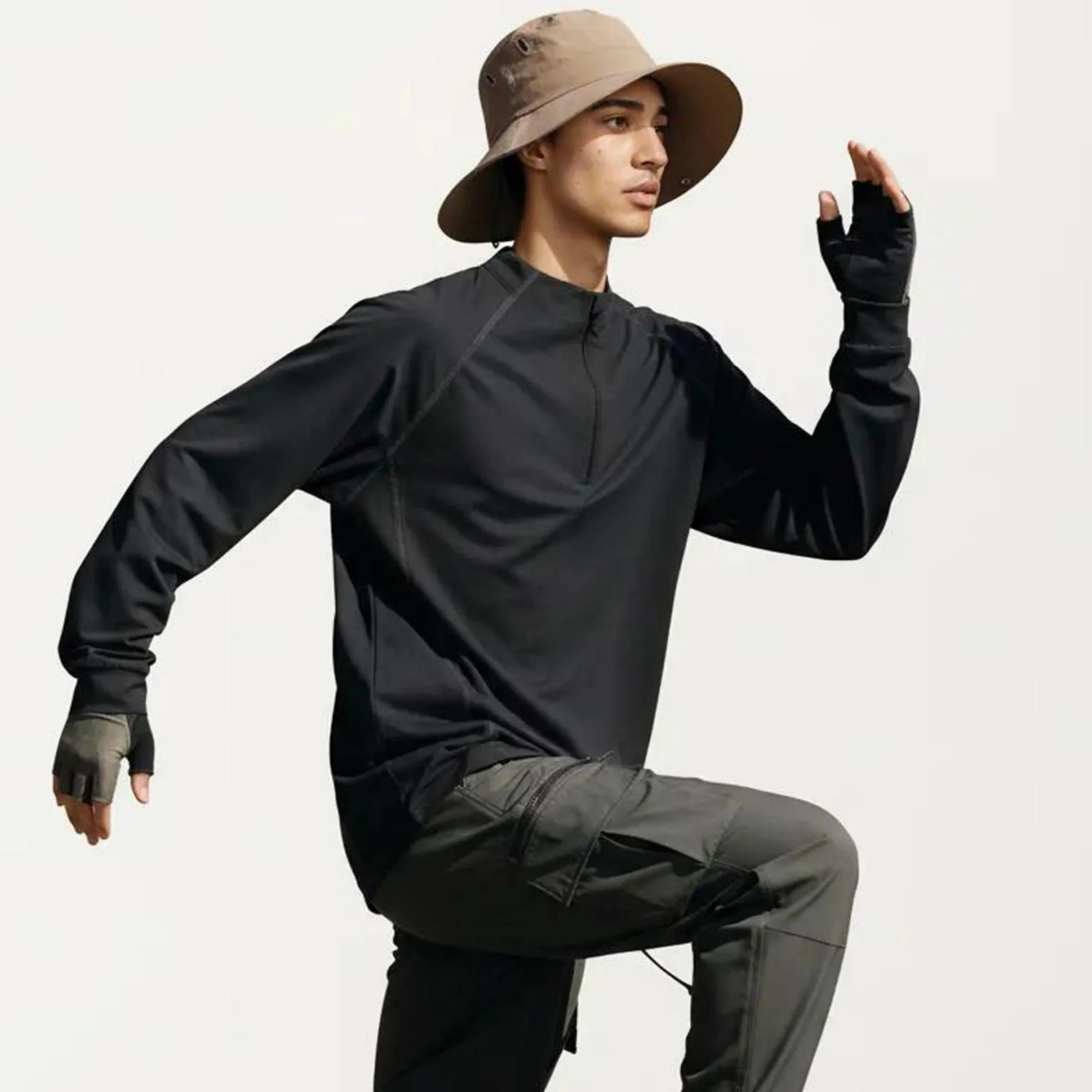 Anna-Kaci Active Men's Long Sleeve Half Zip Athletic Top with Stand Collar and Thumbhole Cuffs sold by Anna-Kaci product image thumbnail 4