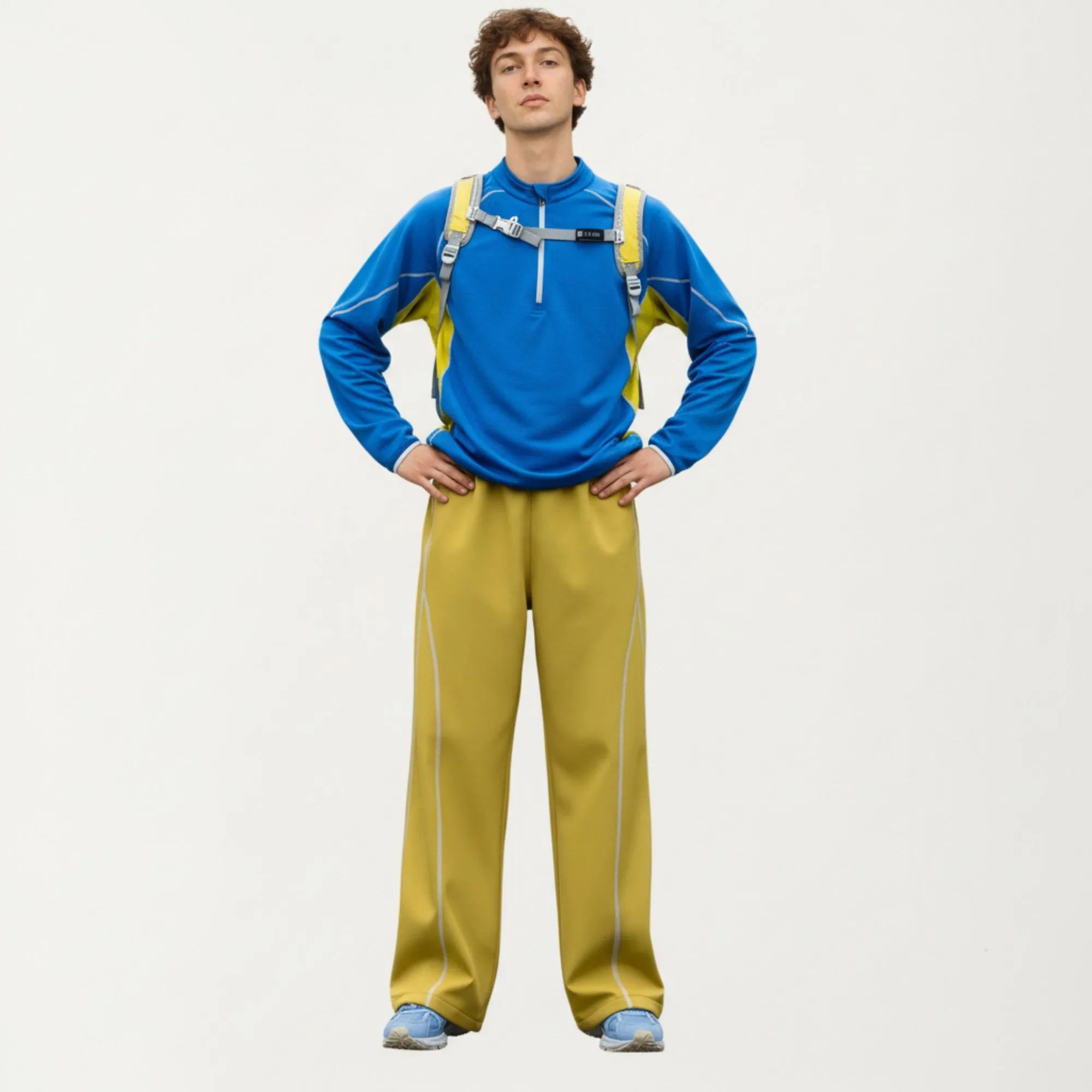 Anna-Kaci Active Men's Long Sleeve Half Zip Pullover Top with Textured Knit Fabric and Contrast Panel Detailing sold by Anna-Kaci product image thumbnail 2