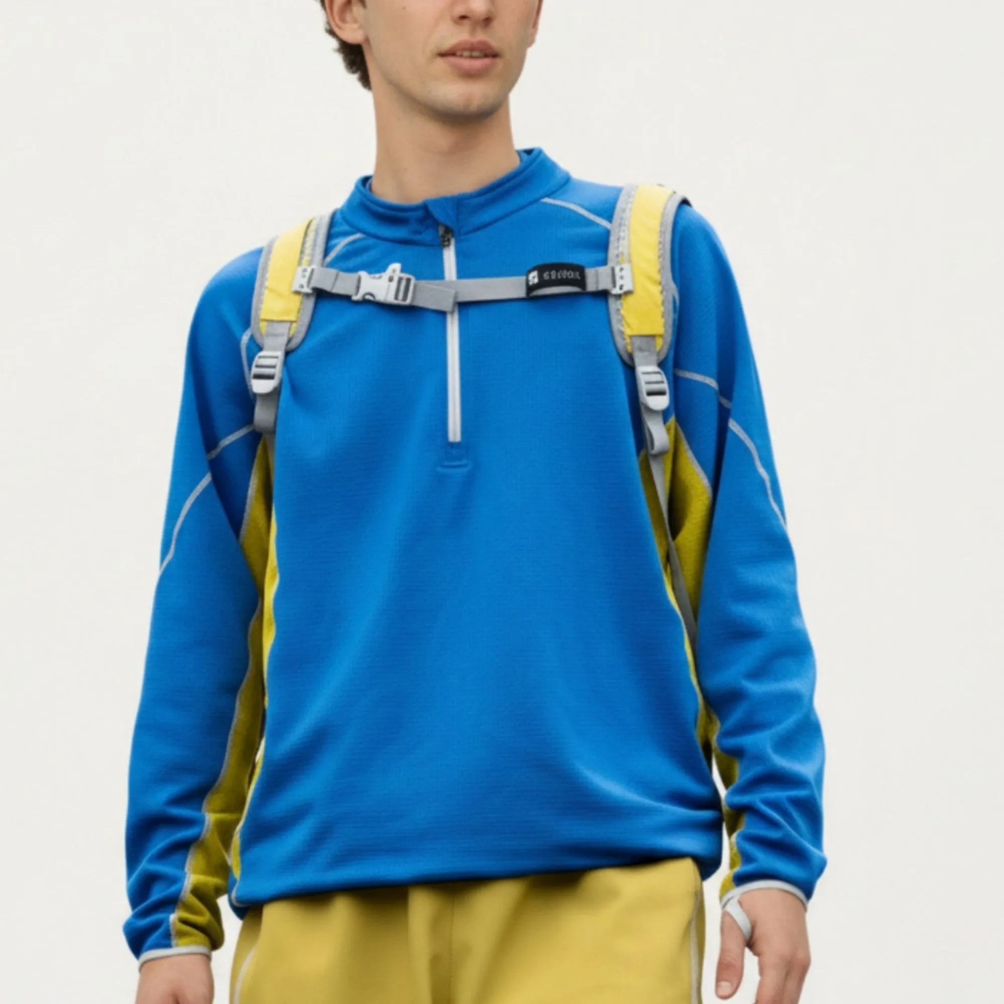 Anna-Kaci Active Men's Long Sleeve Half Zip Pullover Top with Textured Knit Fabric and Contrast Panel Detailing sold by Anna-Kaci