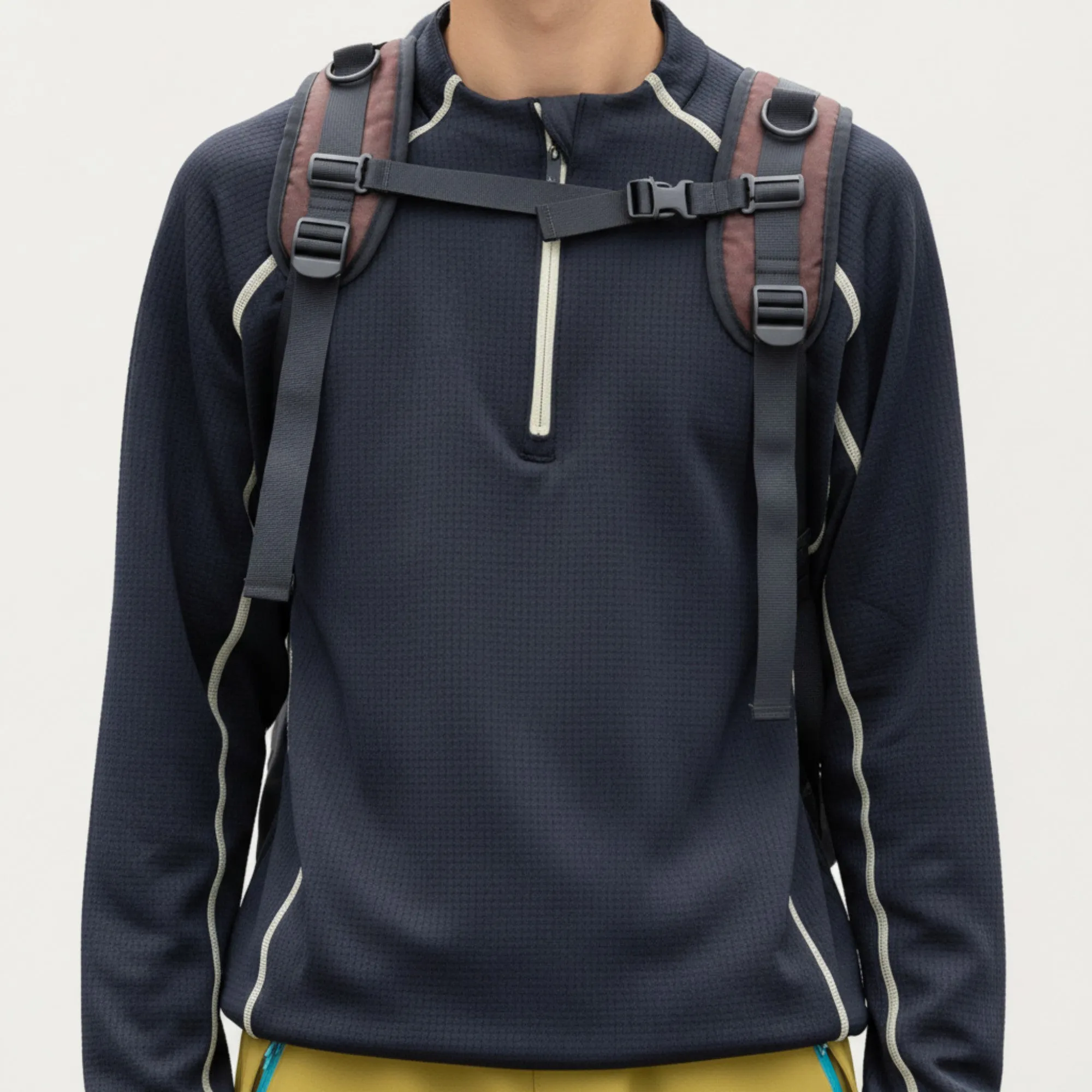 Anna-Kaci Active Men's Long Sleeve Half Zip Pullover Top with Textured Knit Fabric and Contrast Seam Detailing sold by Anna-Kaci product image thumbnail 4