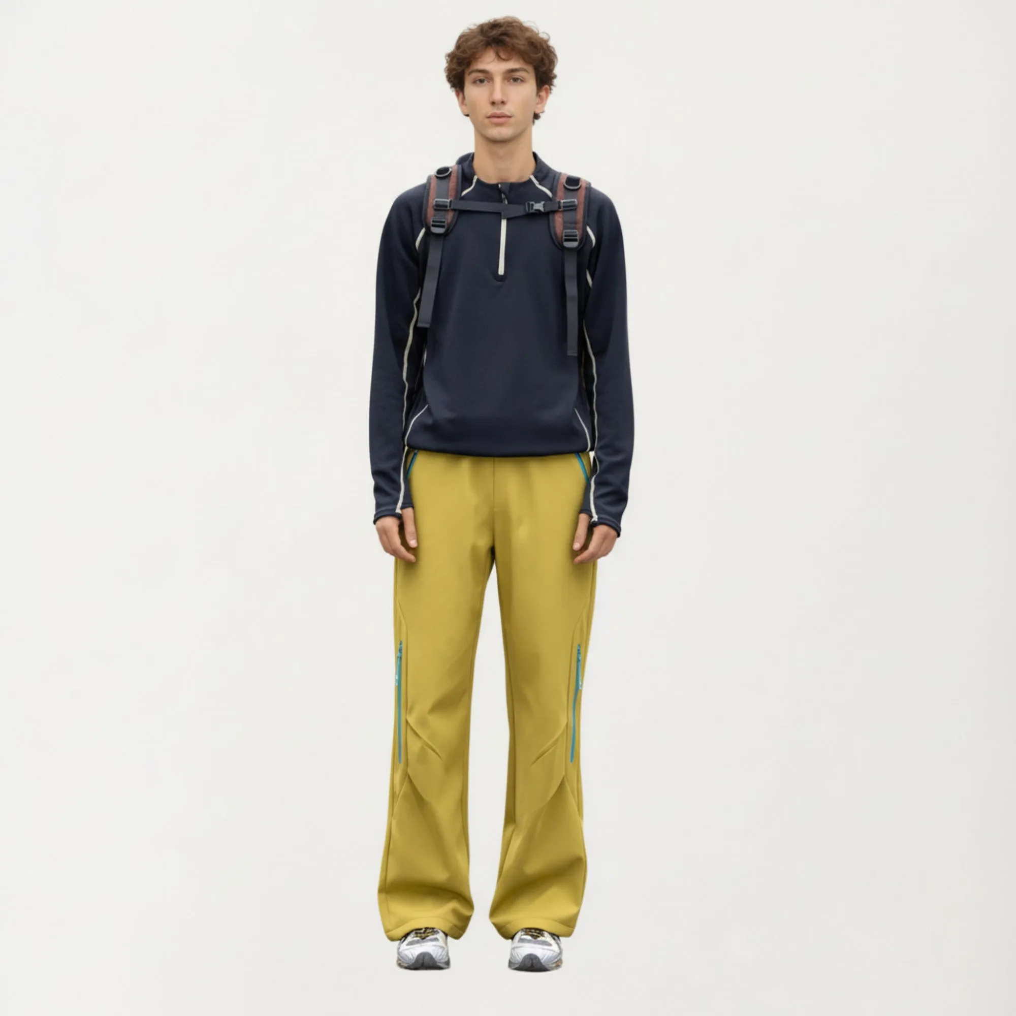 Anna-Kaci Active Men's Long Sleeve Half Zip Pullover Top with Textured Knit Fabric and Contrast Seam Detailing sold by Anna-Kaci product image thumbnail 2