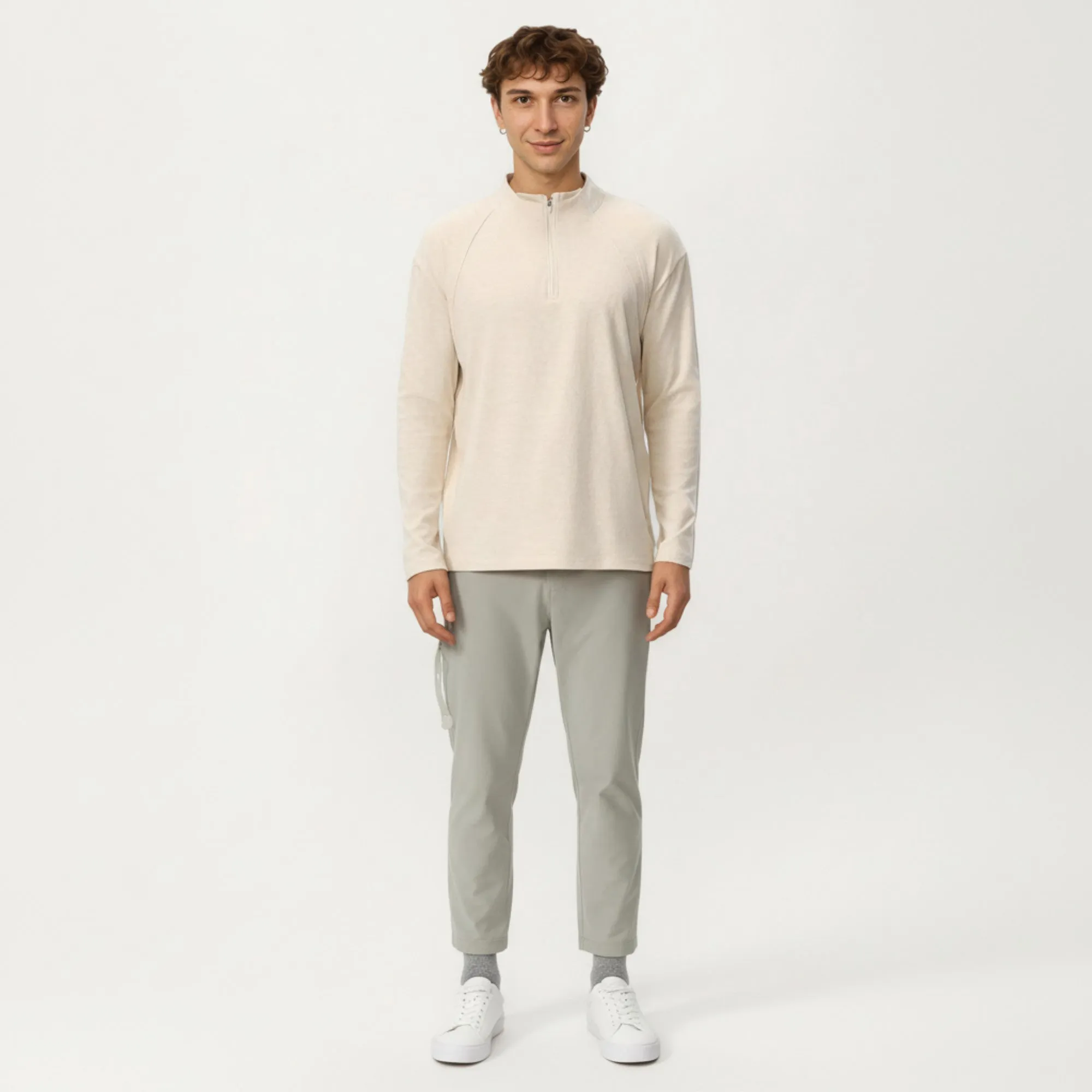 Anna-Kaci Active Men's Long Sleeve Half Zip Pullover Top with Lightweight Stretch Knit Fabric sold by Anna-Kaci product image thumbnail 2