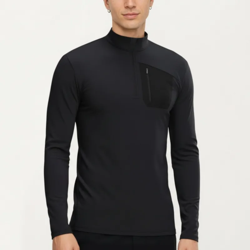 Anna-Kaci Active Men's Long Sleeve Half Zip Performance Top with Secure Chest Pocket and Stretch Knit Fabric sold by Anna-Kaci