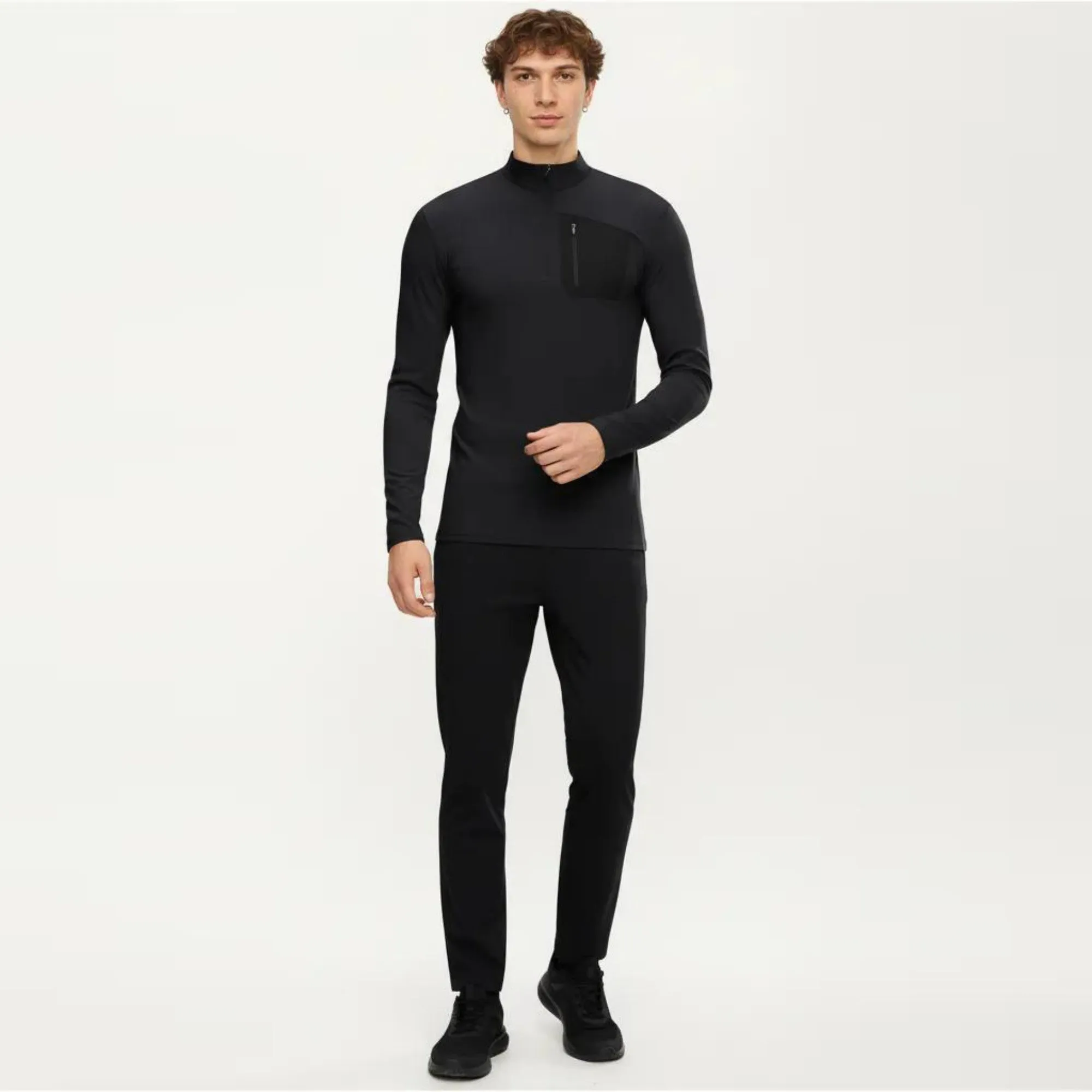 Anna-Kaci Active Men's Long Sleeve Half Zip Performance Top with Secure Chest Pocket and Stretch Knit Fabric sold by Anna-Kaci product image thumbnail 2