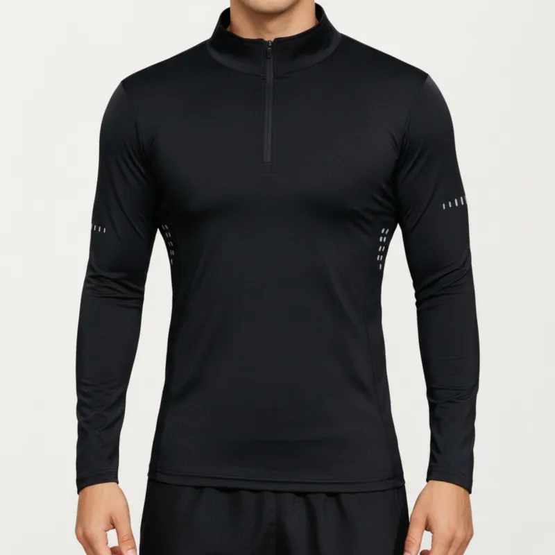 Anna-Kaci Active Men's Long Sleeve Half Zip Performance Top with Mock Neck and Stretch Compression Fit sold by Anna-Kaci