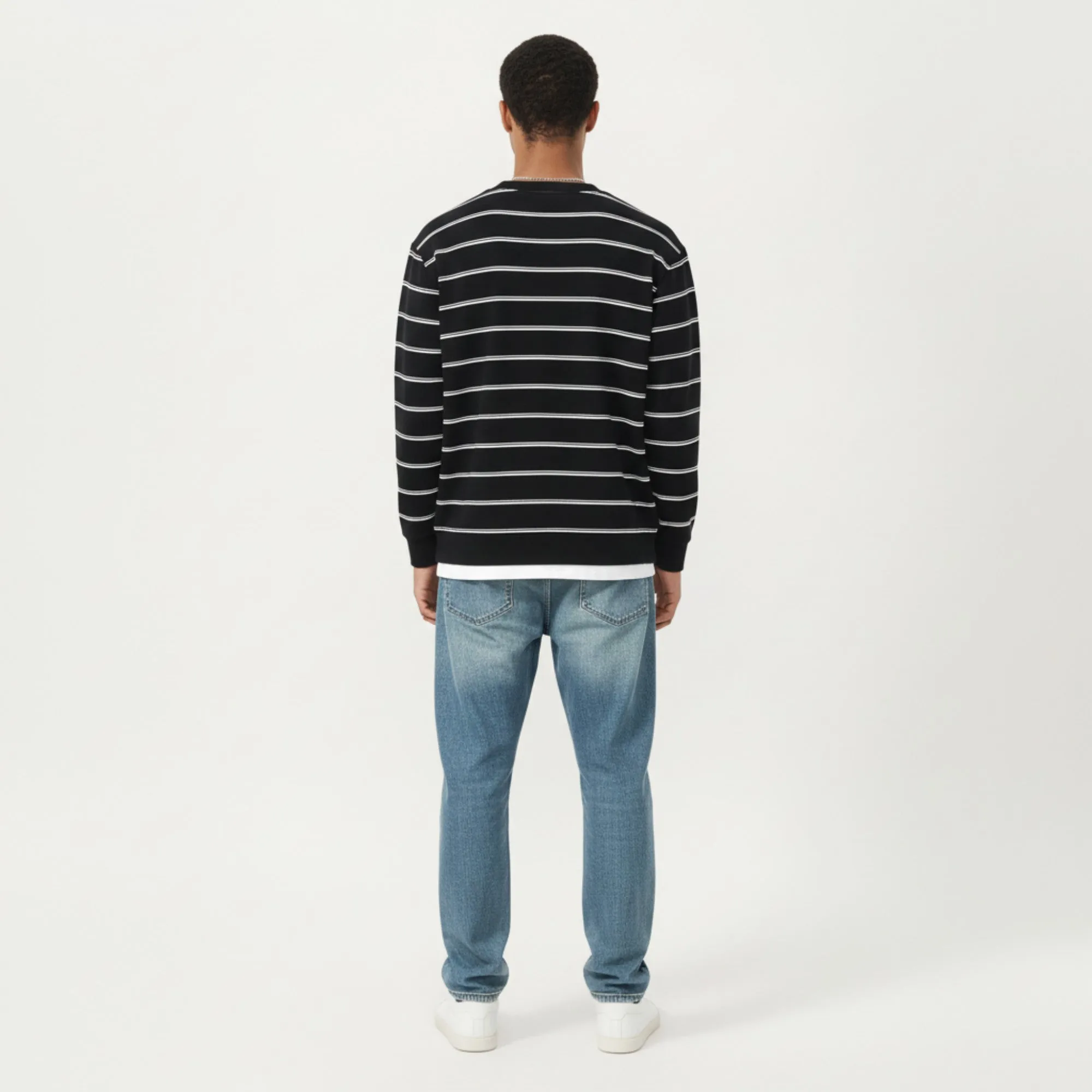 Anna-Kaci Men's Long Sleeve Striped Knit Pullover Top with Notch Neck and Ribbed Cuffs sold by Anna-Kaci product image thumbnail 3
