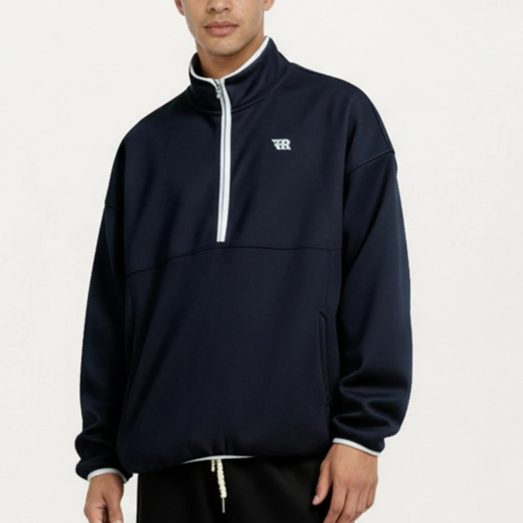Anna-Kaci Men's Half Zip Pullover with Stand Collar and Relaxed Fit sold by Anna-Kaci