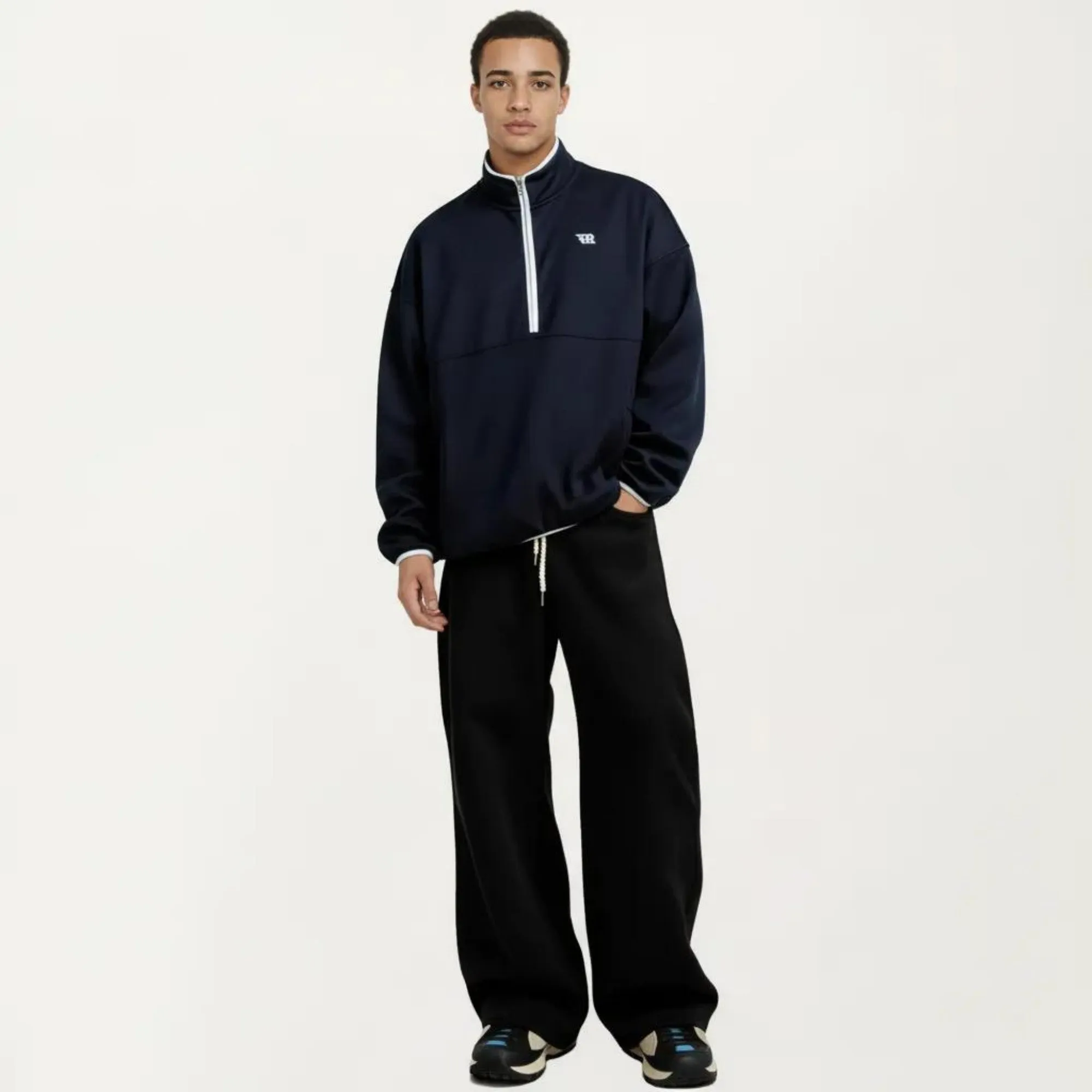 Anna-Kaci Men's Half Zip Pullover with Stand Collar and Relaxed Fit sold by Anna-Kaci product image thumbnail 2