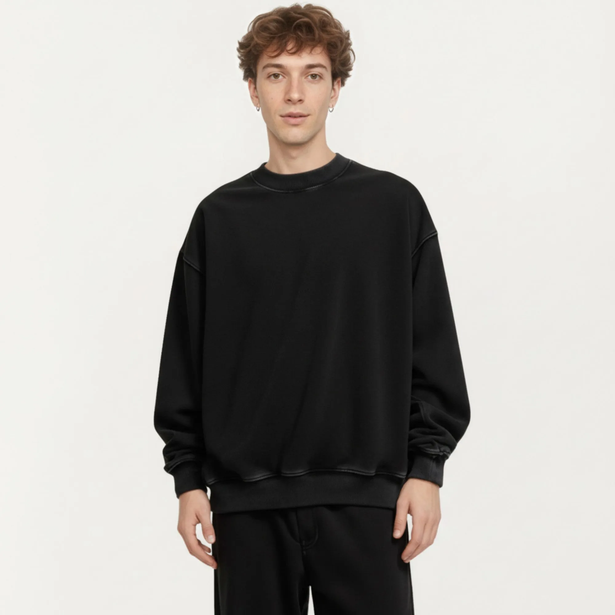 Anna-Kaci Men's Crewneck Sweatshirt with Ribbed Trim and Relaxed Fit sold by Anna-Kaci product image thumbnail 2