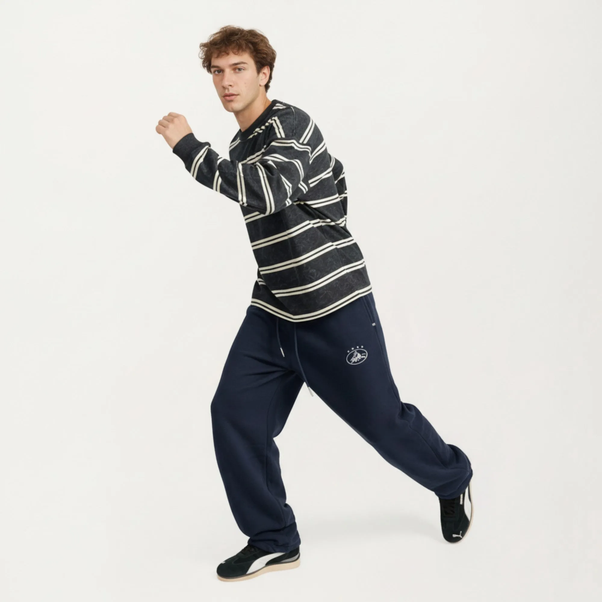 Anna-Kaci Men's Striped Crewneck Sweatshirt with Ribbed Trim and Relaxed Fit sold by Anna-Kaci product image thumbnail 4