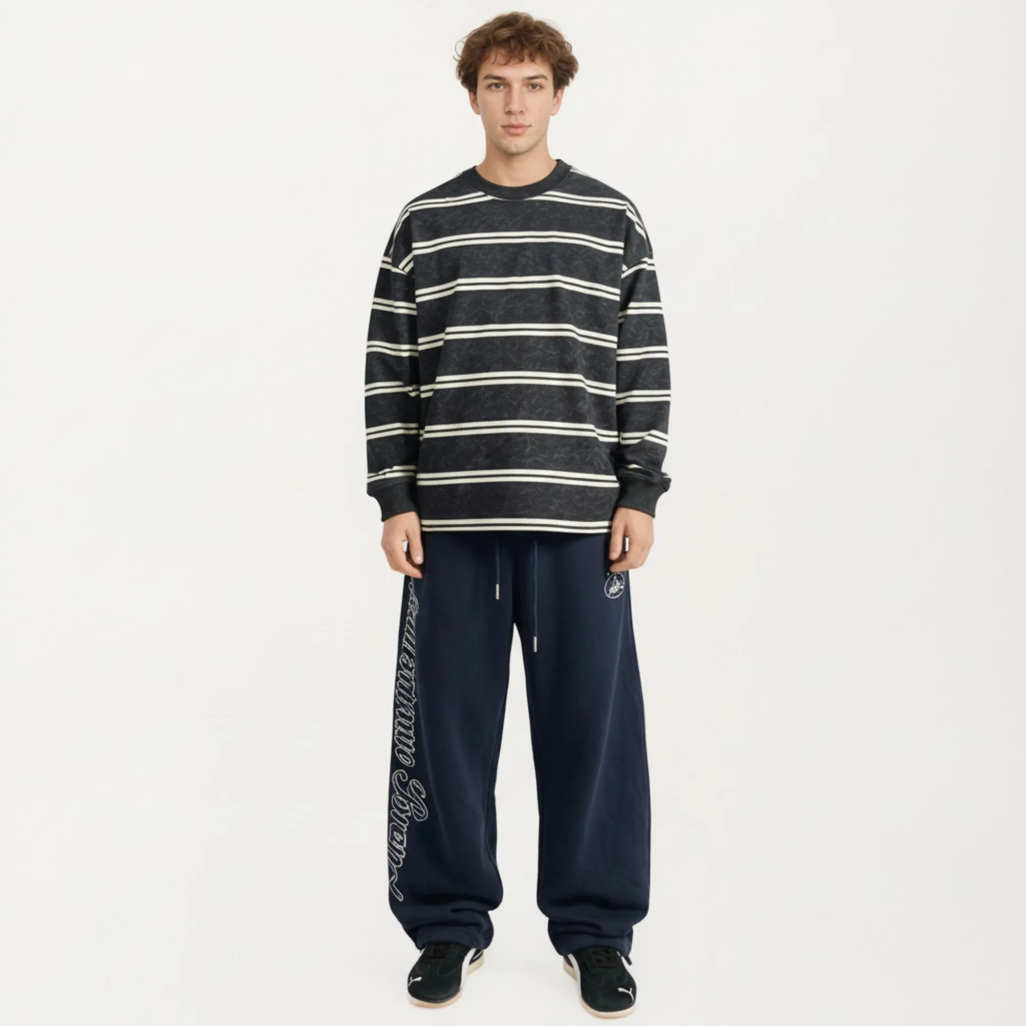 Anna-Kaci Men's Striped Crewneck Sweatshirt with Ribbed Trim and Relaxed Fit sold by Anna-Kaci product image thumbnail 2