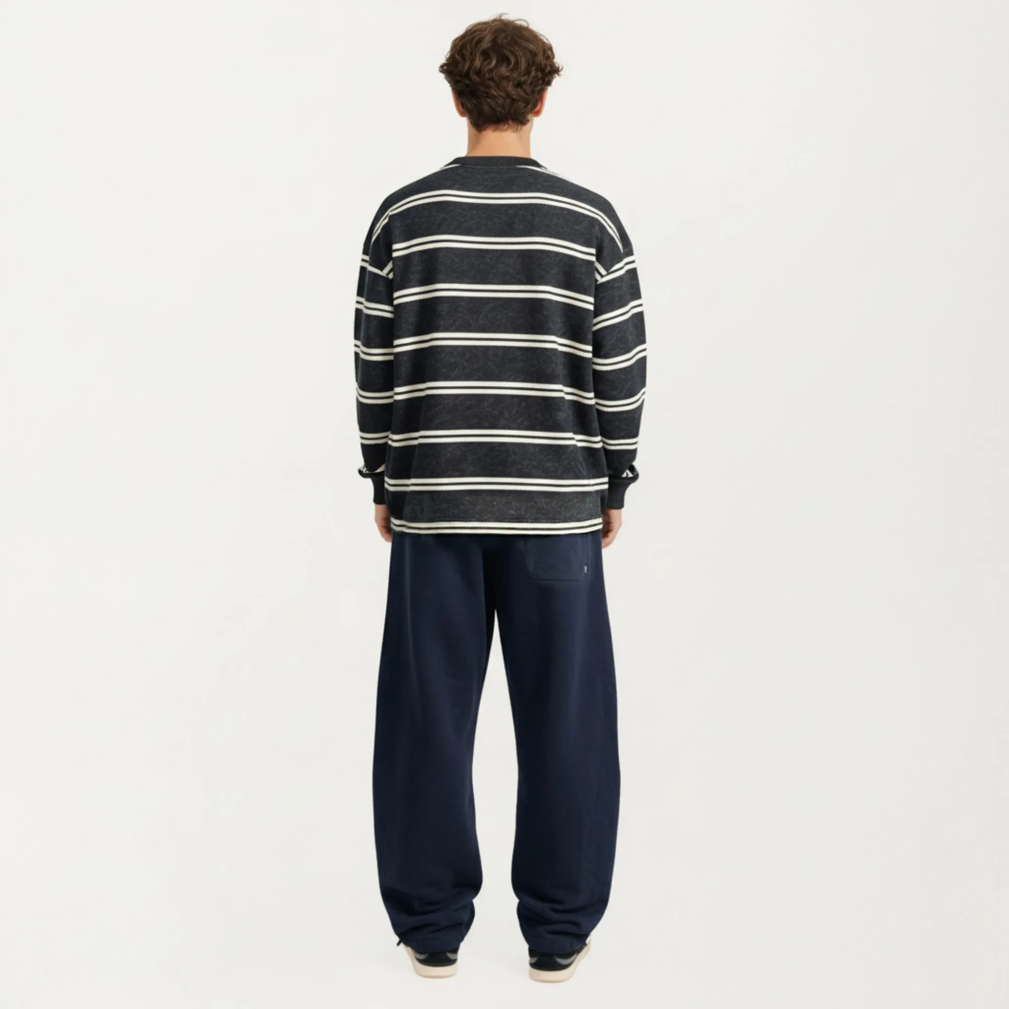 Anna-Kaci Men's Striped Crewneck Sweatshirt with Ribbed Trim and Relaxed Fit sold by Anna-Kaci product image thumbnail 3