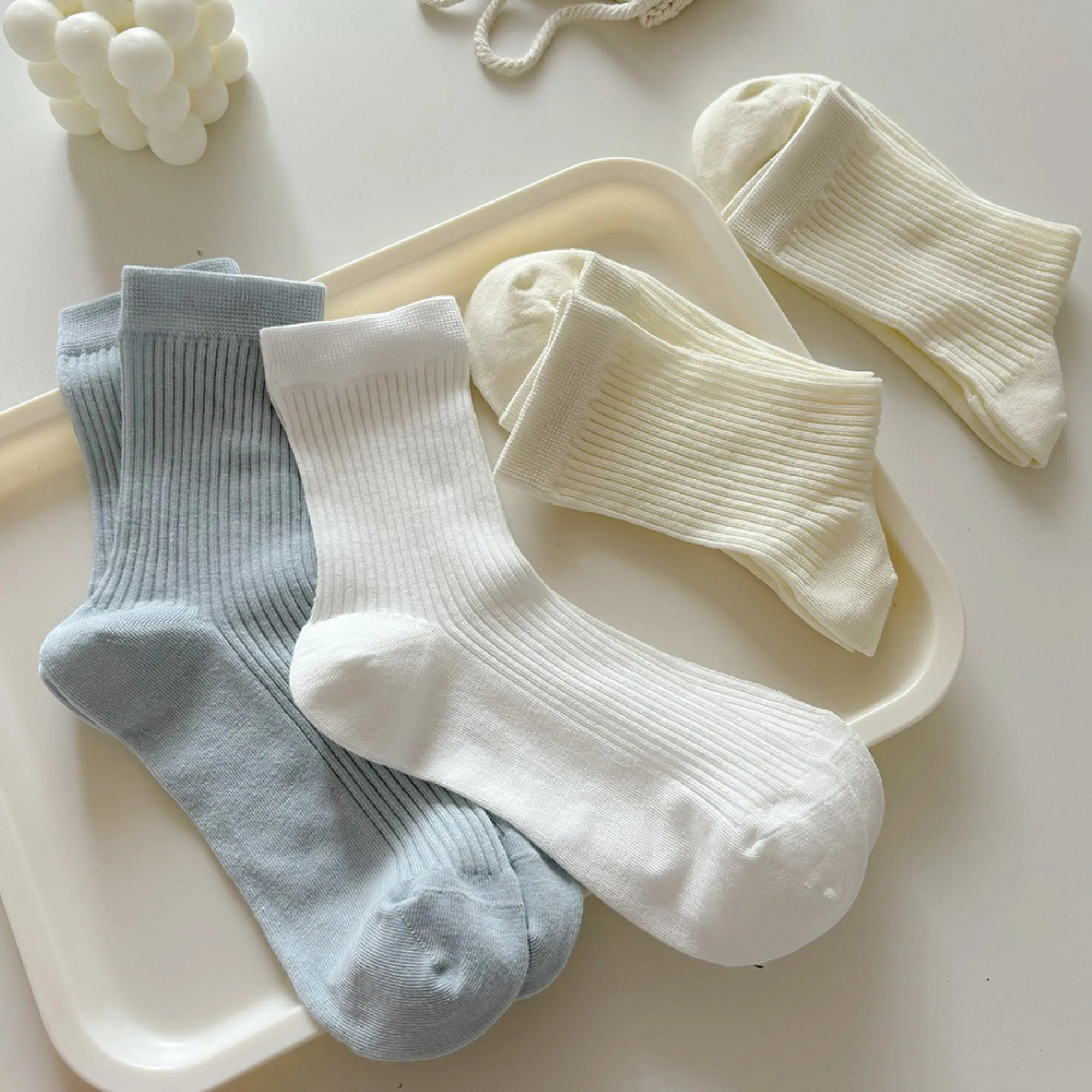 Anna-Kaci Women's 3-Pair Ribbed Crew Socks Soft Stretch Knit Classic Everyday Comfort Sock Set sold by Anna-Kaci product image thumbnail 4