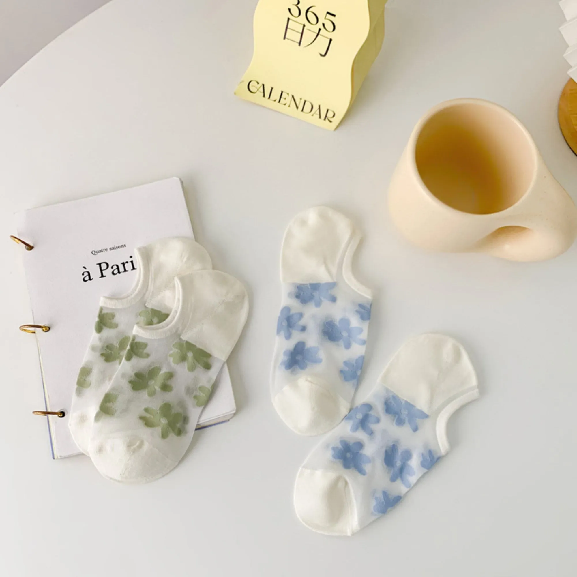 Anna-Kaci Women's 3-Pair Sheer No Show Socks Floral Pattern Lightweight Soft Knit Comfortable Everyday Sock Set sold by Anna-Kaci product image thumbnail 4