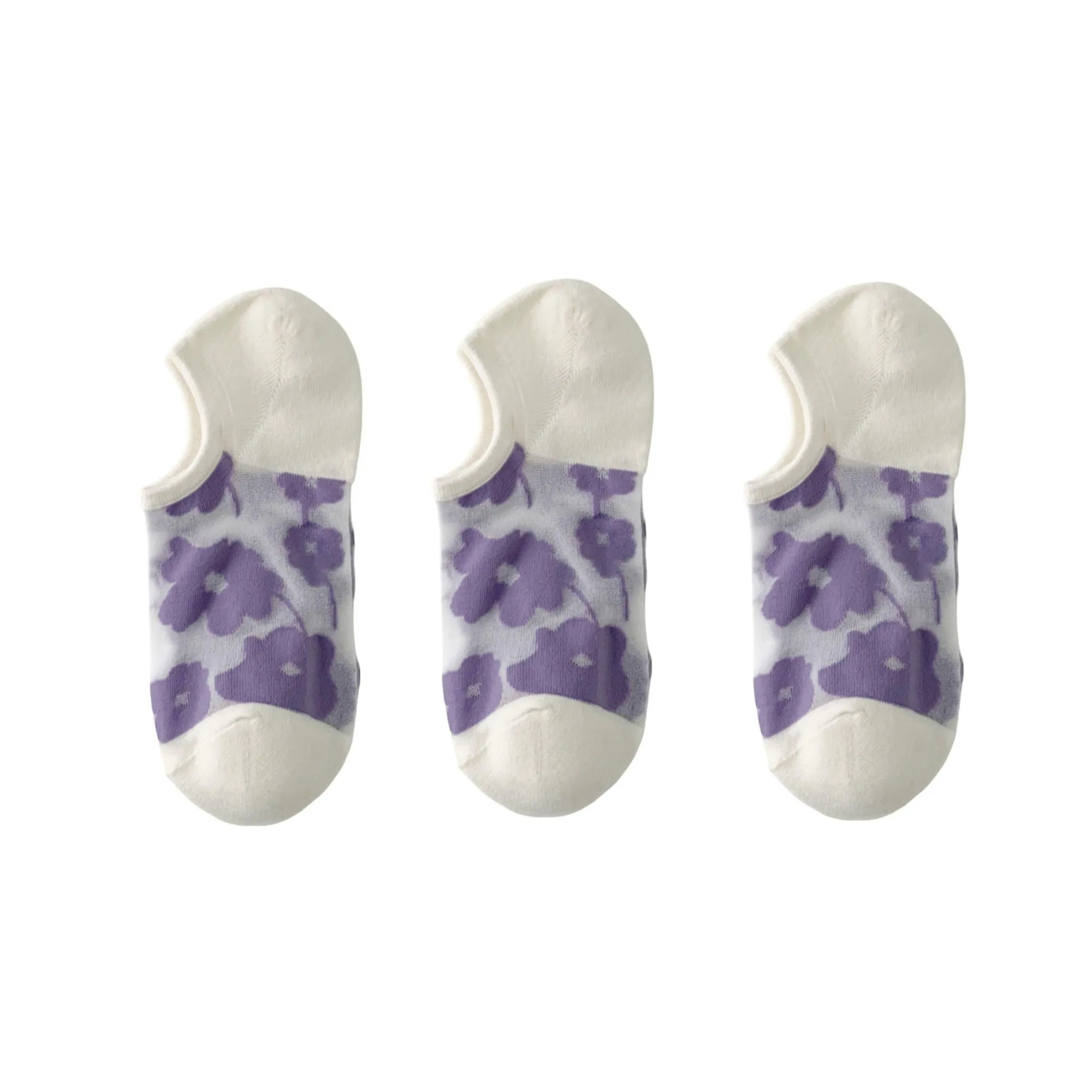 Anna-Kaci Women's 3-Pair Sheer No Show Socks Floral Pattern Lightweight Soft Knit Comfortable Everyday Sock Set sold by Anna-Kaci product image thumbnail 5