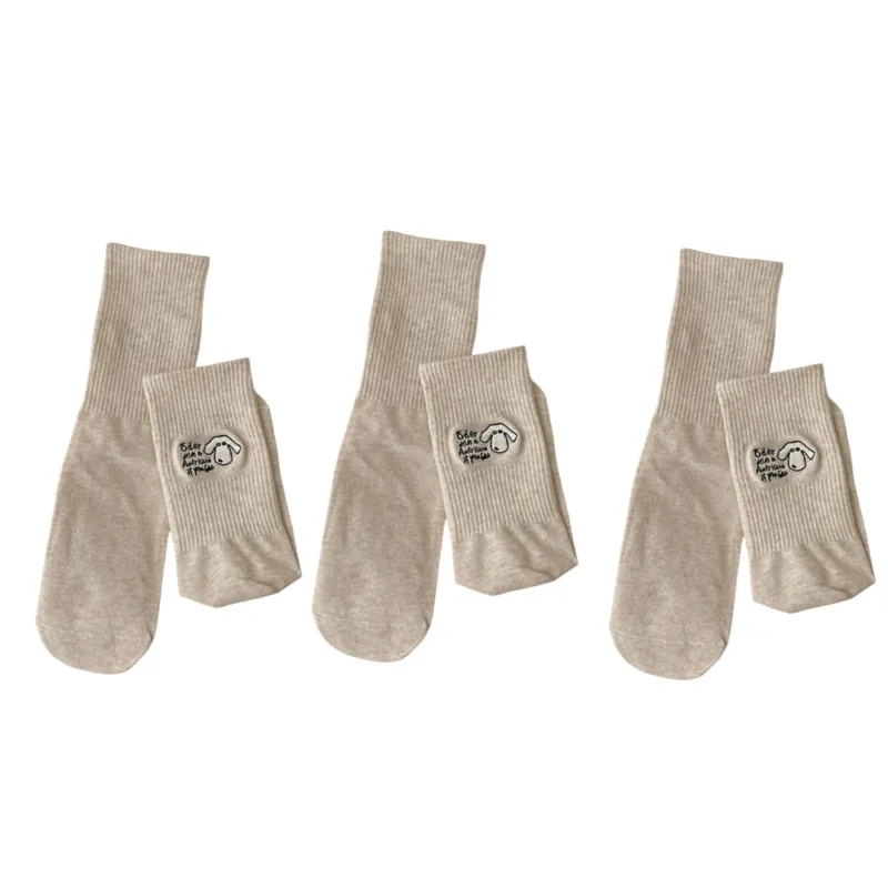 Anna-Kaci Women's 3-Pair Crew Socks Soft Stretch Knit with Embroidered Graphic Comfortable Everyday Sock Set sold by Anna-Kaci