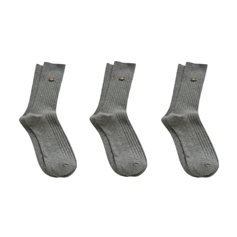 Anna-Kaci Women's 3-Pair Ribbed Crew Socks Soft Stretch Knit with Subtle Embblem Detail Comfortable Everyday Sock Set sold by Anna-Kaci