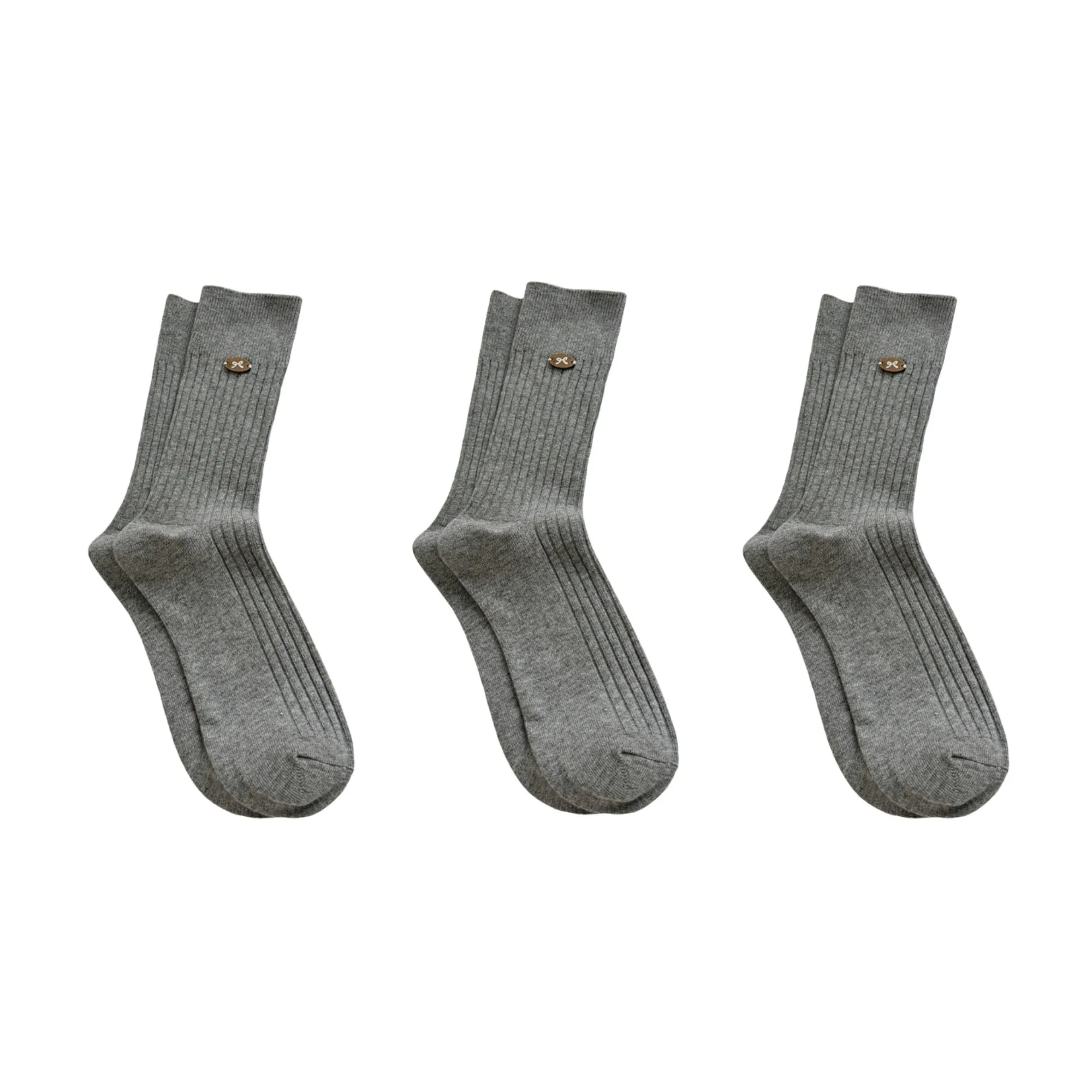 Anna-Kaci Women's 3-Pair Ribbed Crew Socks Soft Stretch Knit with Subtle Embblem Detail Comfortable Everyday Sock Set sold by Anna-Kaci