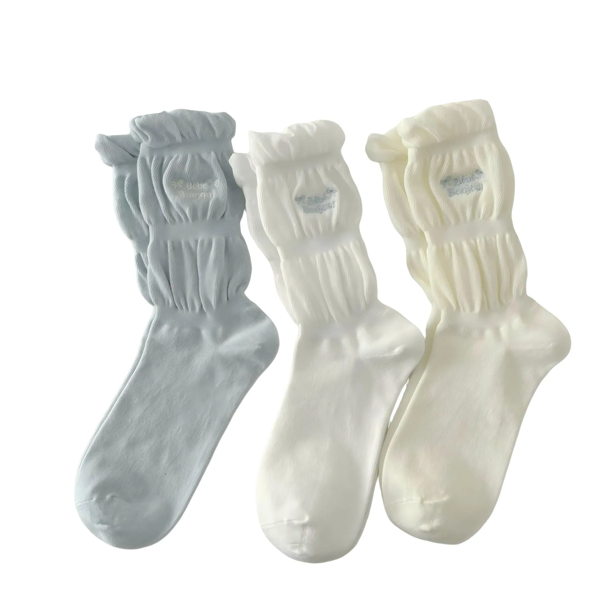 Anna-Kaci Women's 3-Pair Ruffle Crew Socks Soft Stretch Knit Scrunch Detail Comfortable Everyday Giftable Sock Set sold by Anna-Kaci