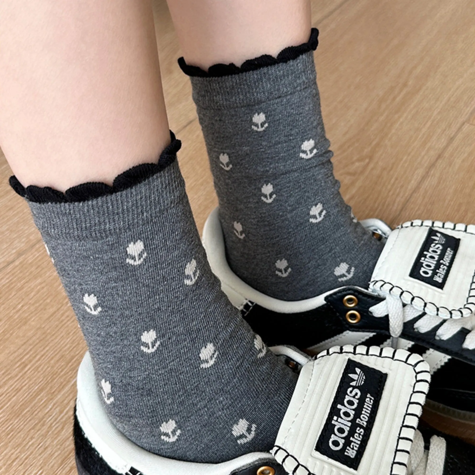 Anna-Kaci Women's 3 Pair Crew Socks Minimal Printed Design Soft Stretch Knit Mid Calf Casual Sock Set US 5-10.5 sold by Anna-Kaci product image thumbnail 3