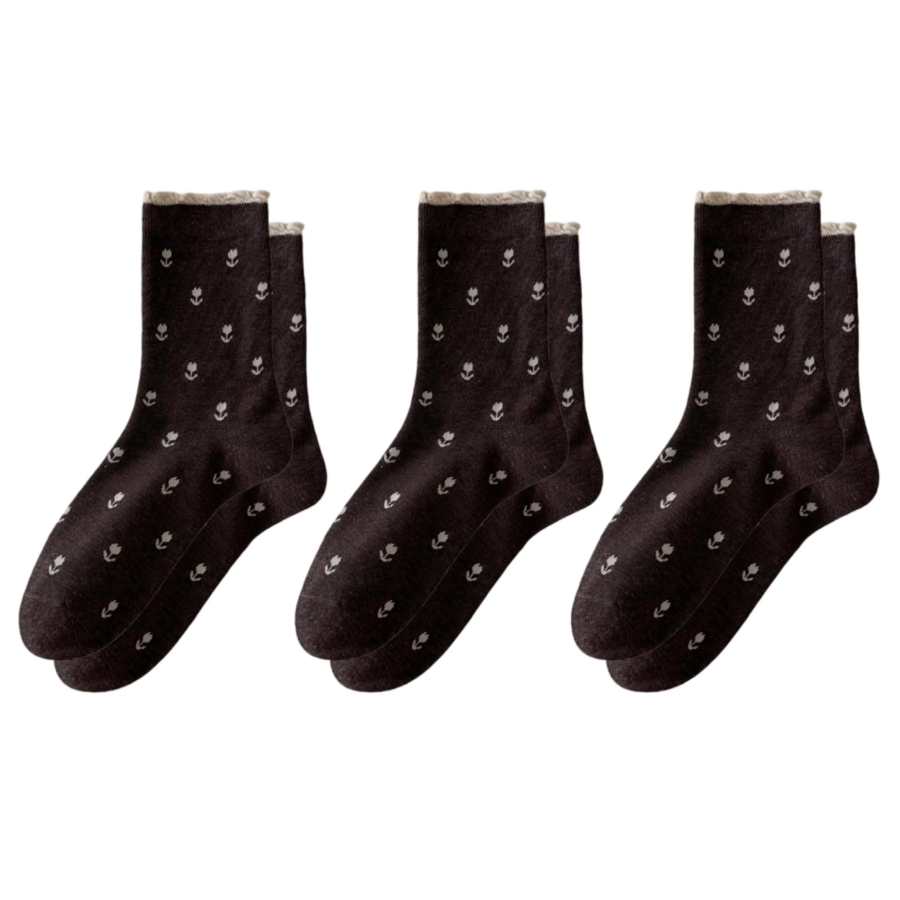 Anna-Kaci Women's 3 Pair Crew Socks Minimal Printed Design Soft Stretch Knit Mid Calf Casual Sock Set US 5-10.5 sold by Anna-Kaci product image thumbnail 5